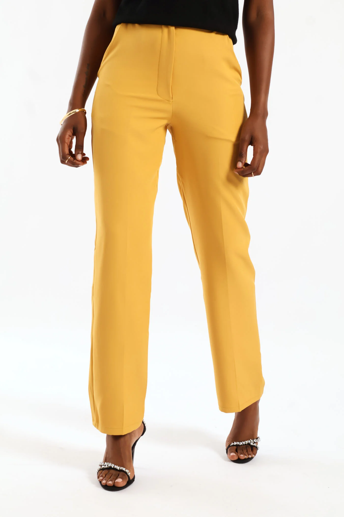 Button Tapered Leg Pant - Mid Yellow - Image 3