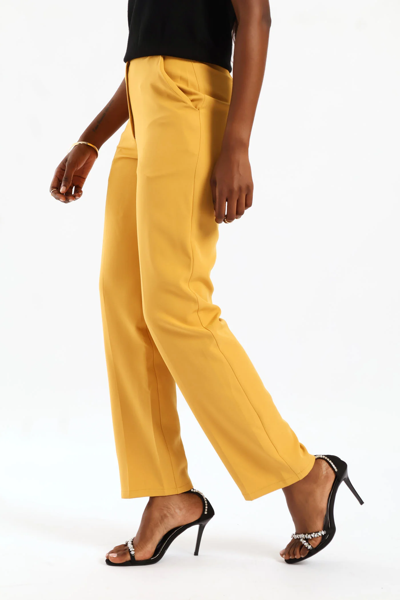 Button Tapered Leg Pant - Mid Yellow - Image 4