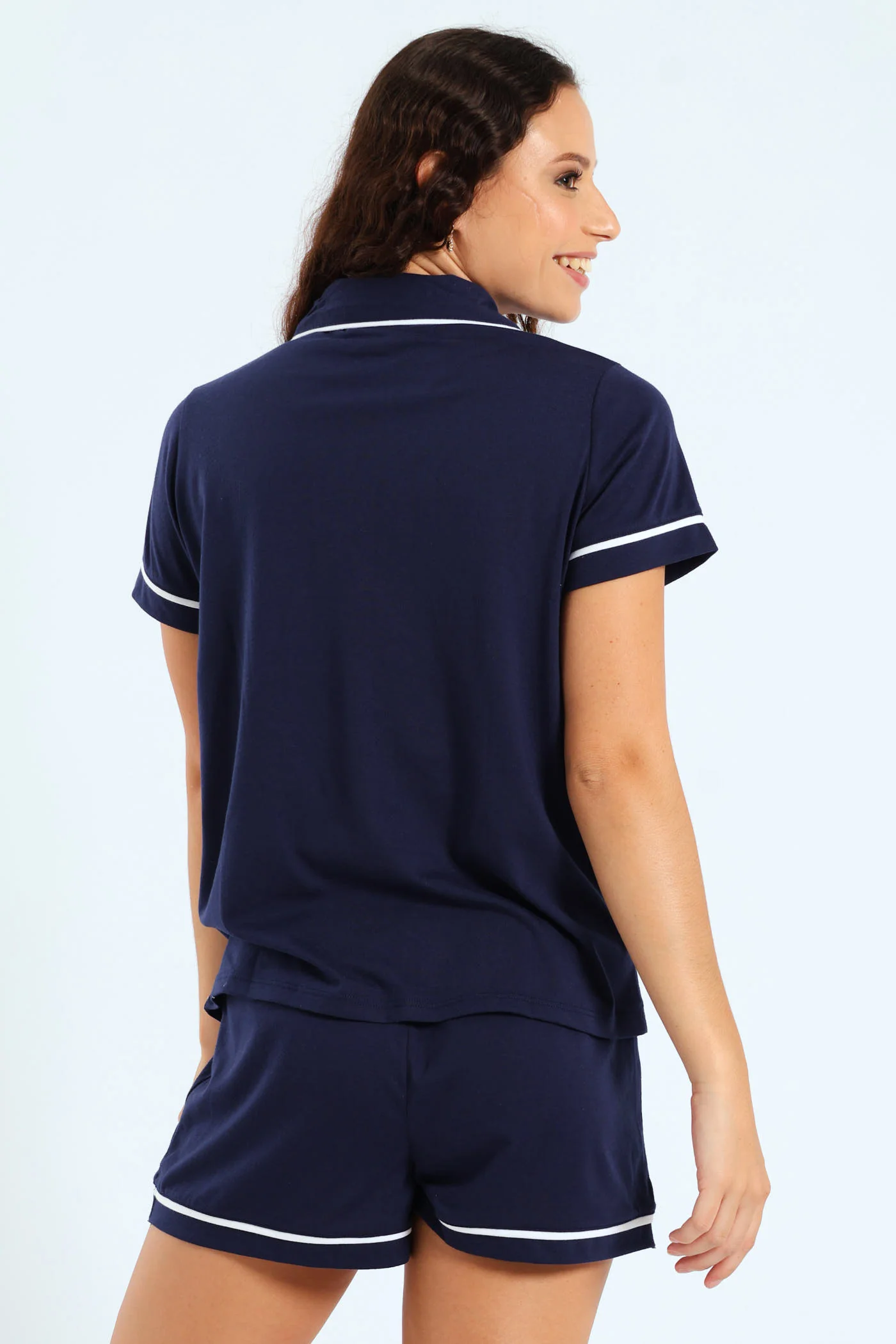Button Through & Short Knit Set - Navy - Image 3