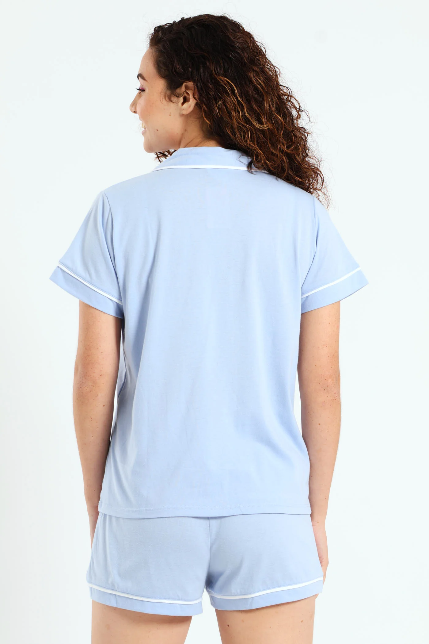 Button Through & Short Set - Blue - Image 4