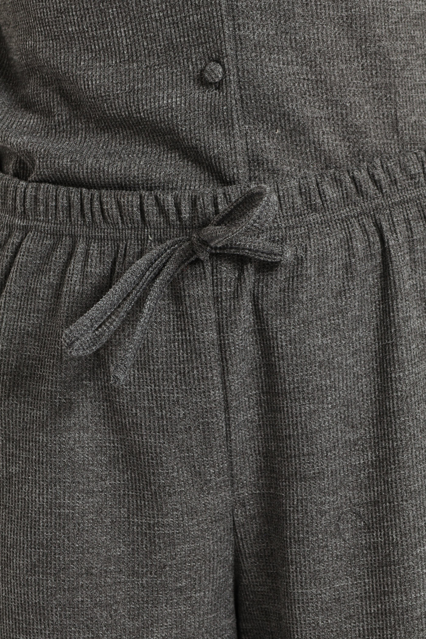 Button Through & Waffle Pant Set - Charcoal - Image 5