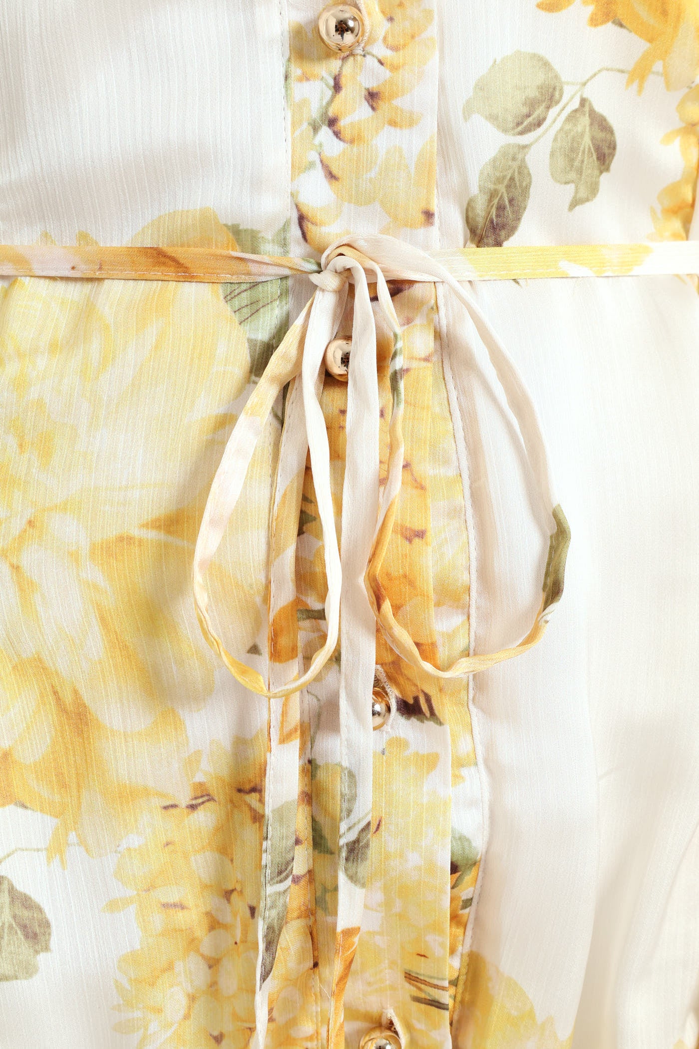 Button Through Belted Godet Tea Dress - Cream - Image 7