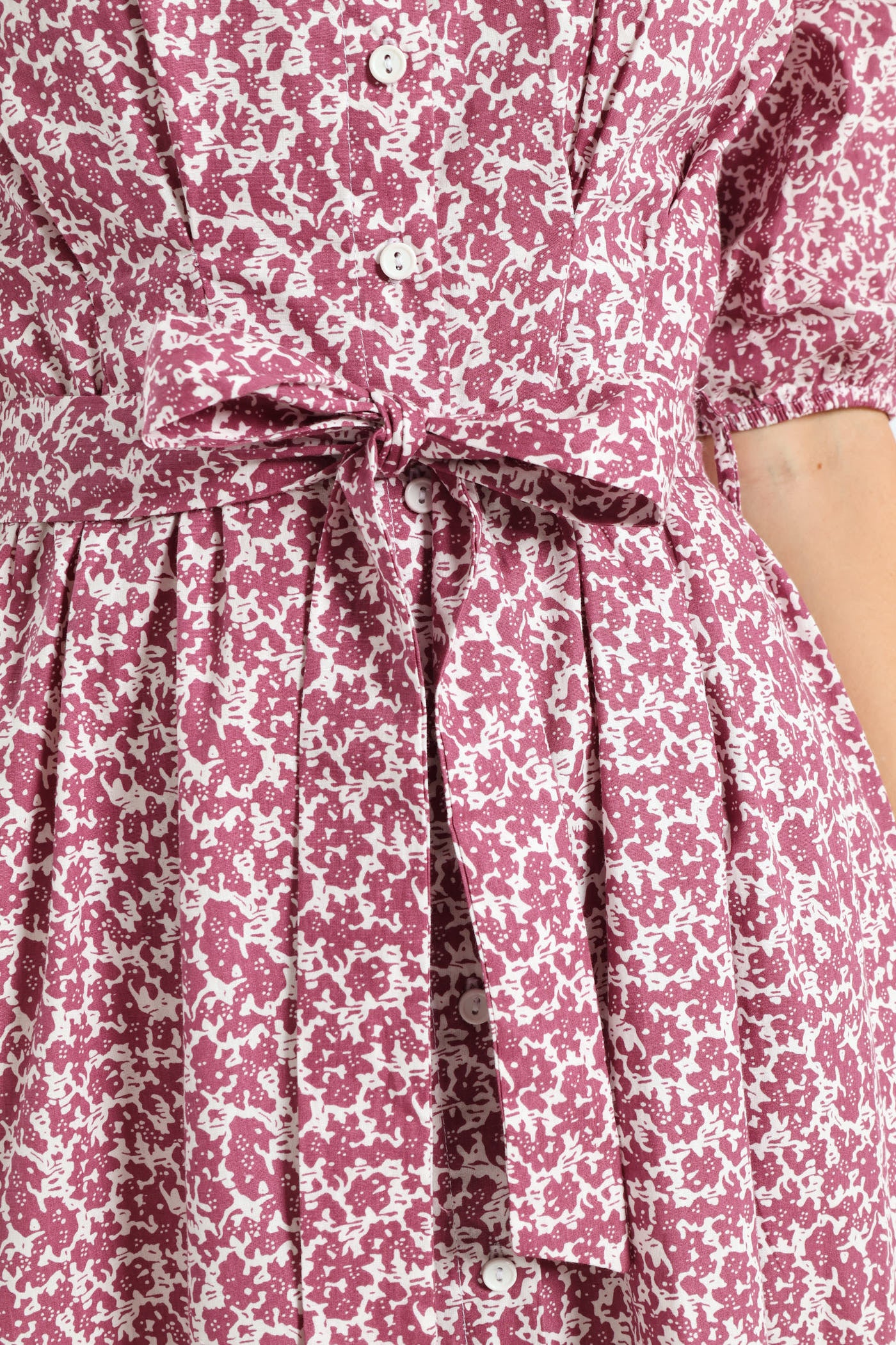 Button Through Collared Belted Midi Dress - Lilac - Image 2