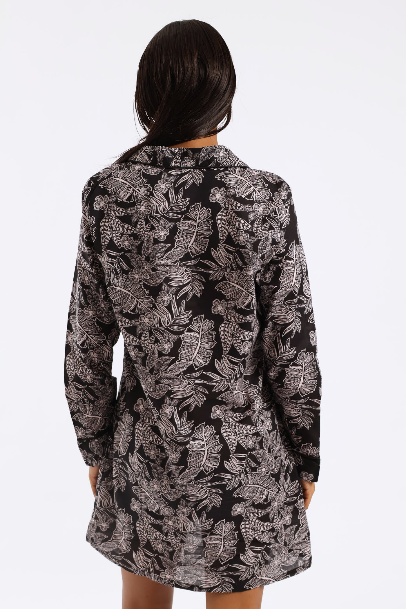 Button Through Cotton Sleepshirt - Dark Grey - Image 4