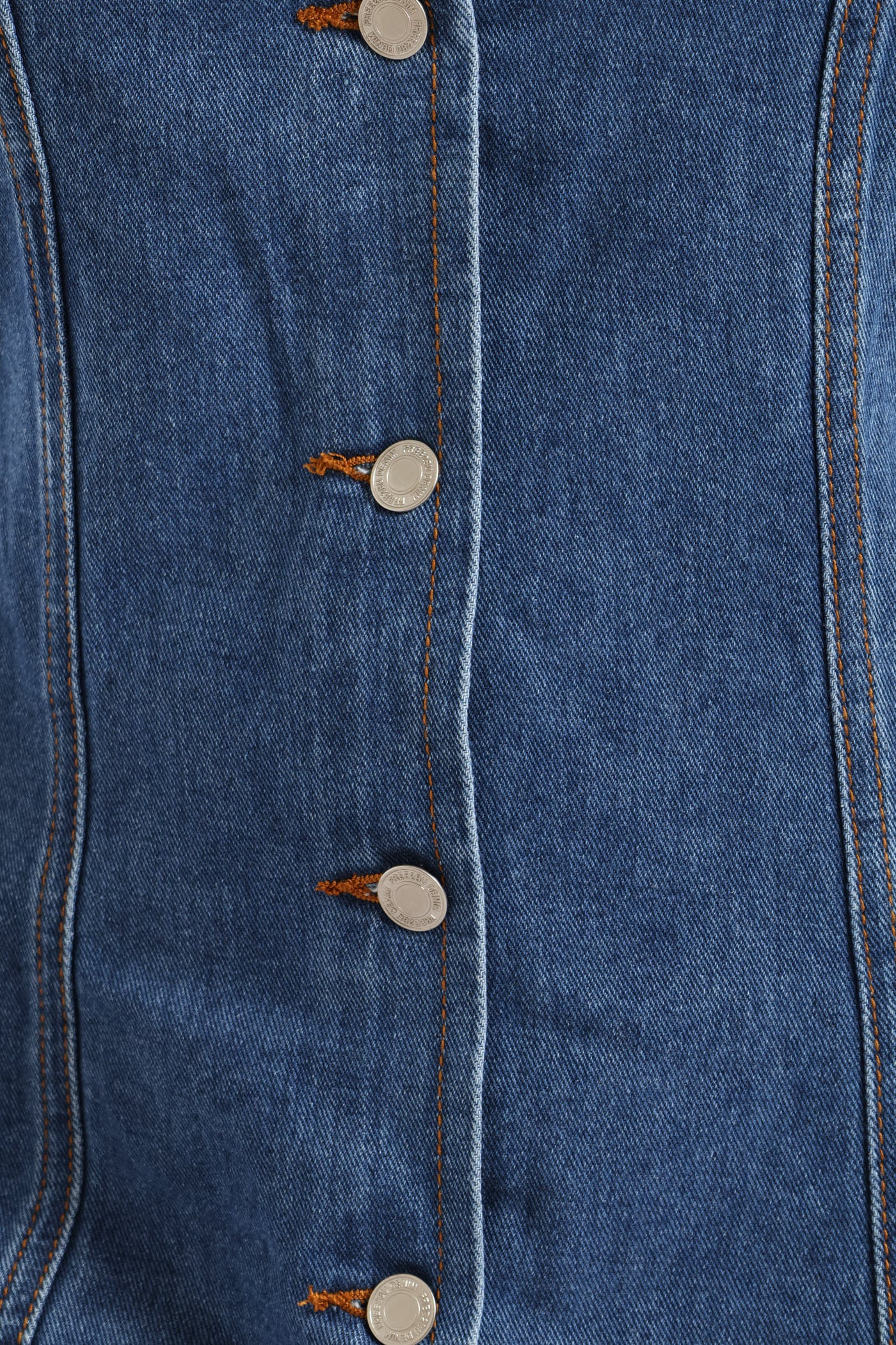 Button Through Denim Mini Dress - Salty Mid Wash - Image 3