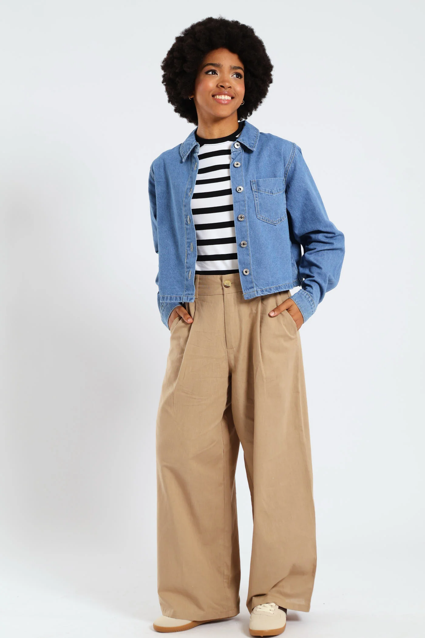 Button Through Denim Shirt - Mid Blue - Image 5