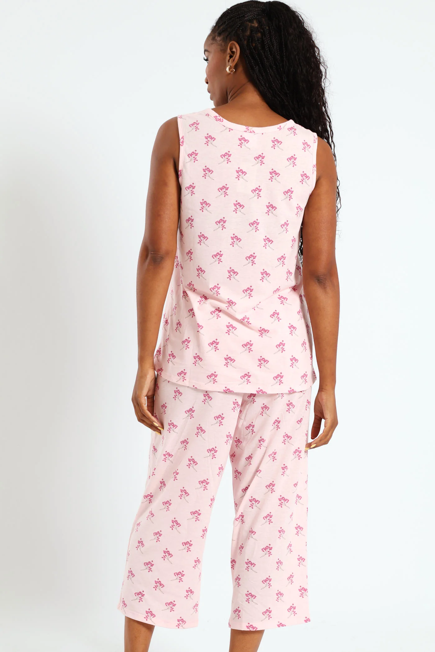 Button Through Flower Capri Set - Pink - Image 2