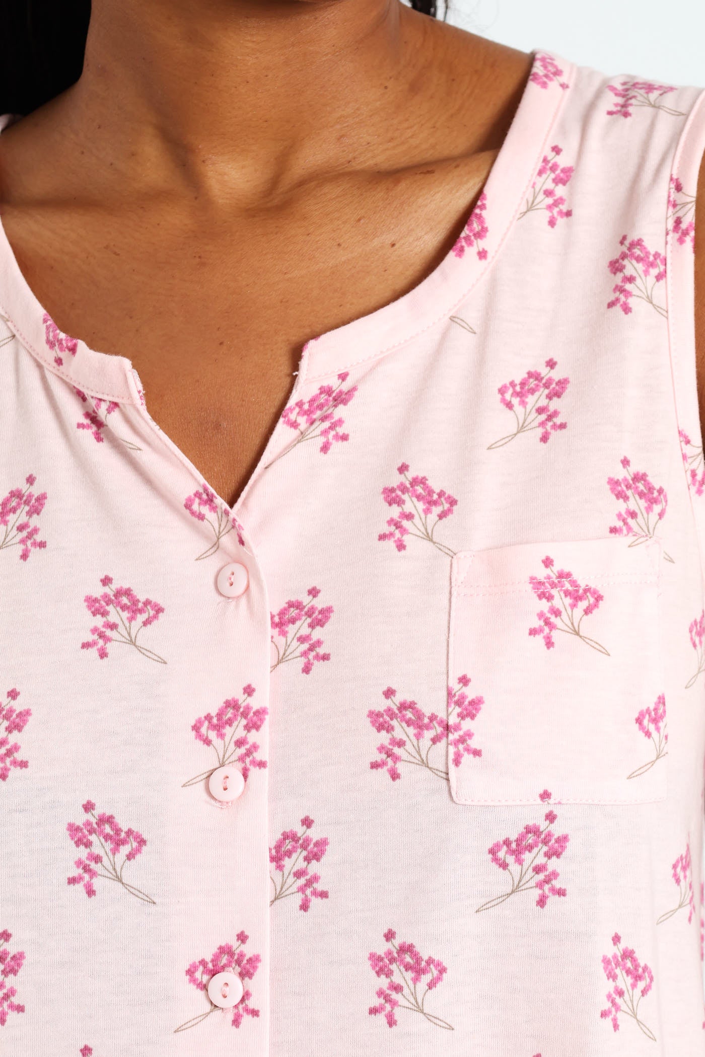 Button Through Flower Capri Set - Pink - Image 4