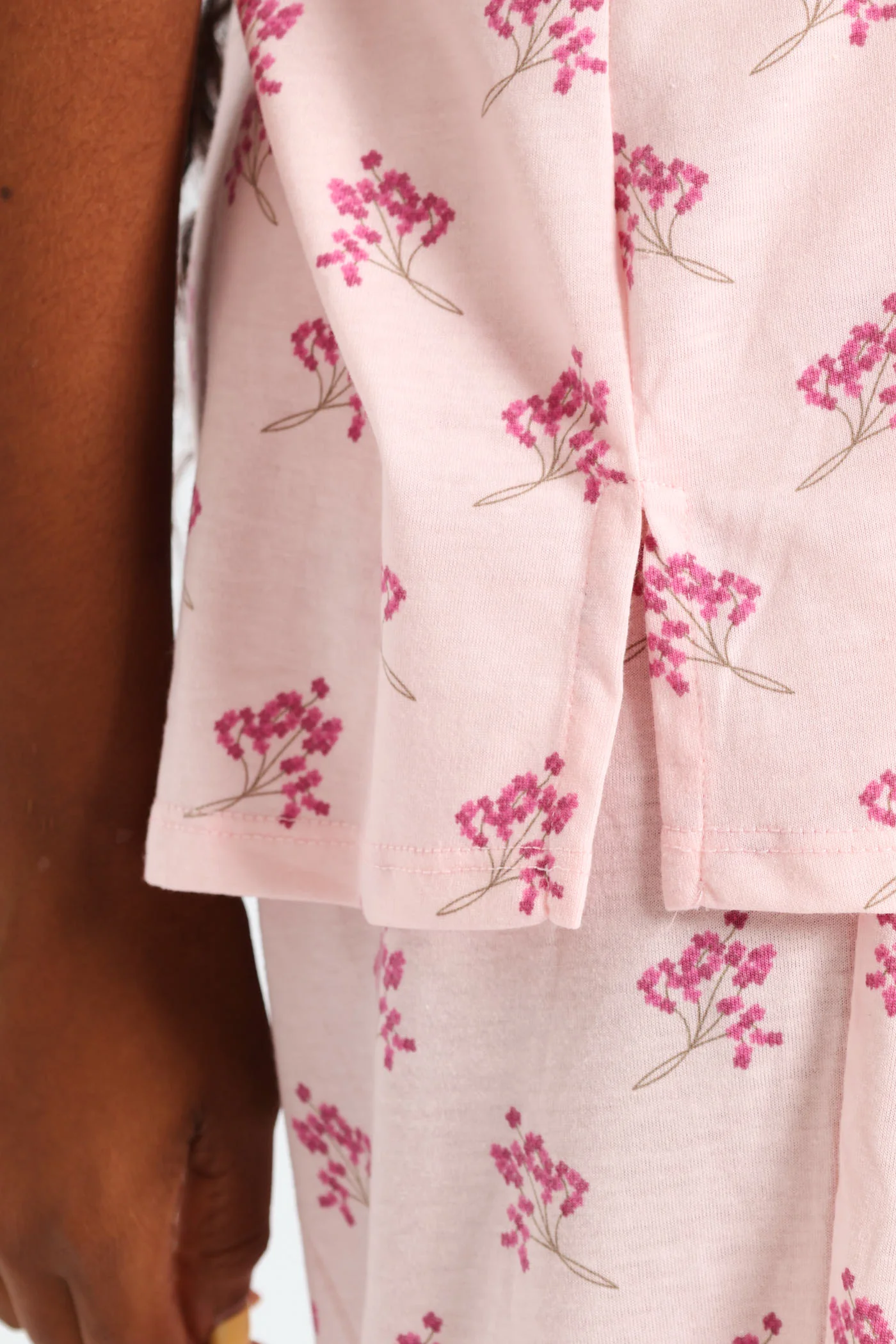 Button Through Flower Capri Set - Pink - Image 5