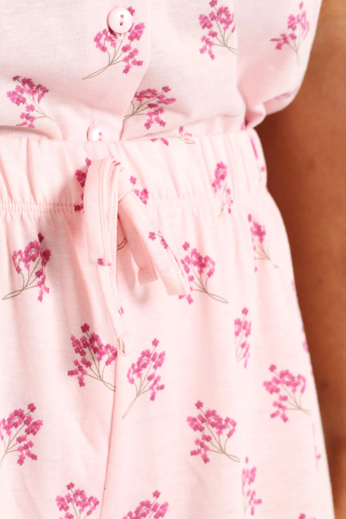 Button Through Flower Capri Set - Pink - Image 6