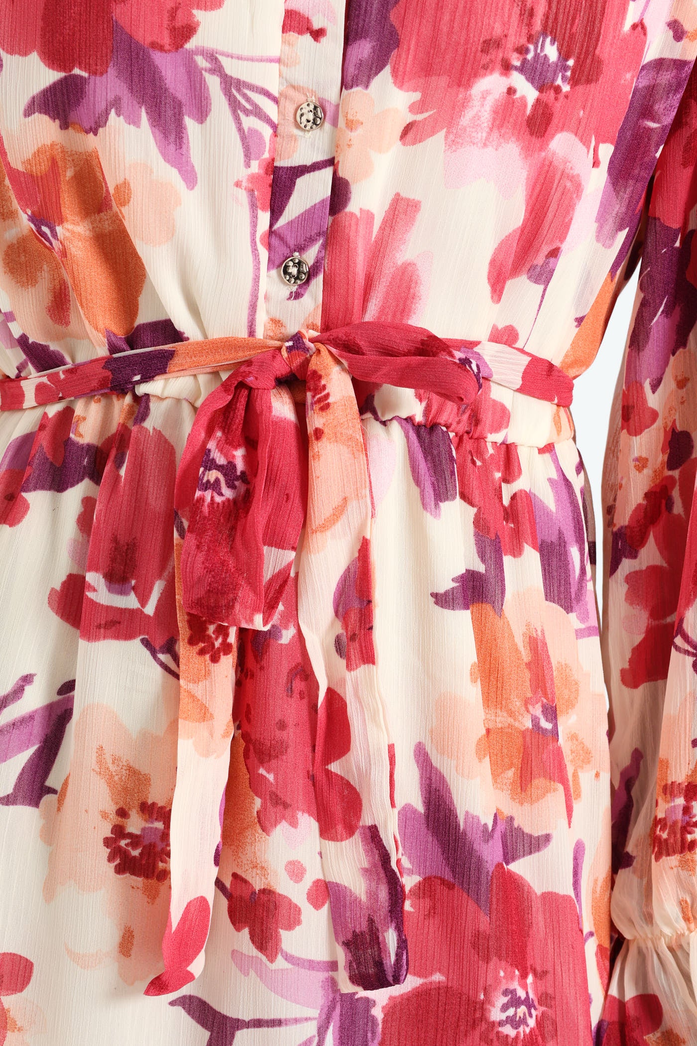 Button Through Frill Hem Tea Dress - Cream - Image 5