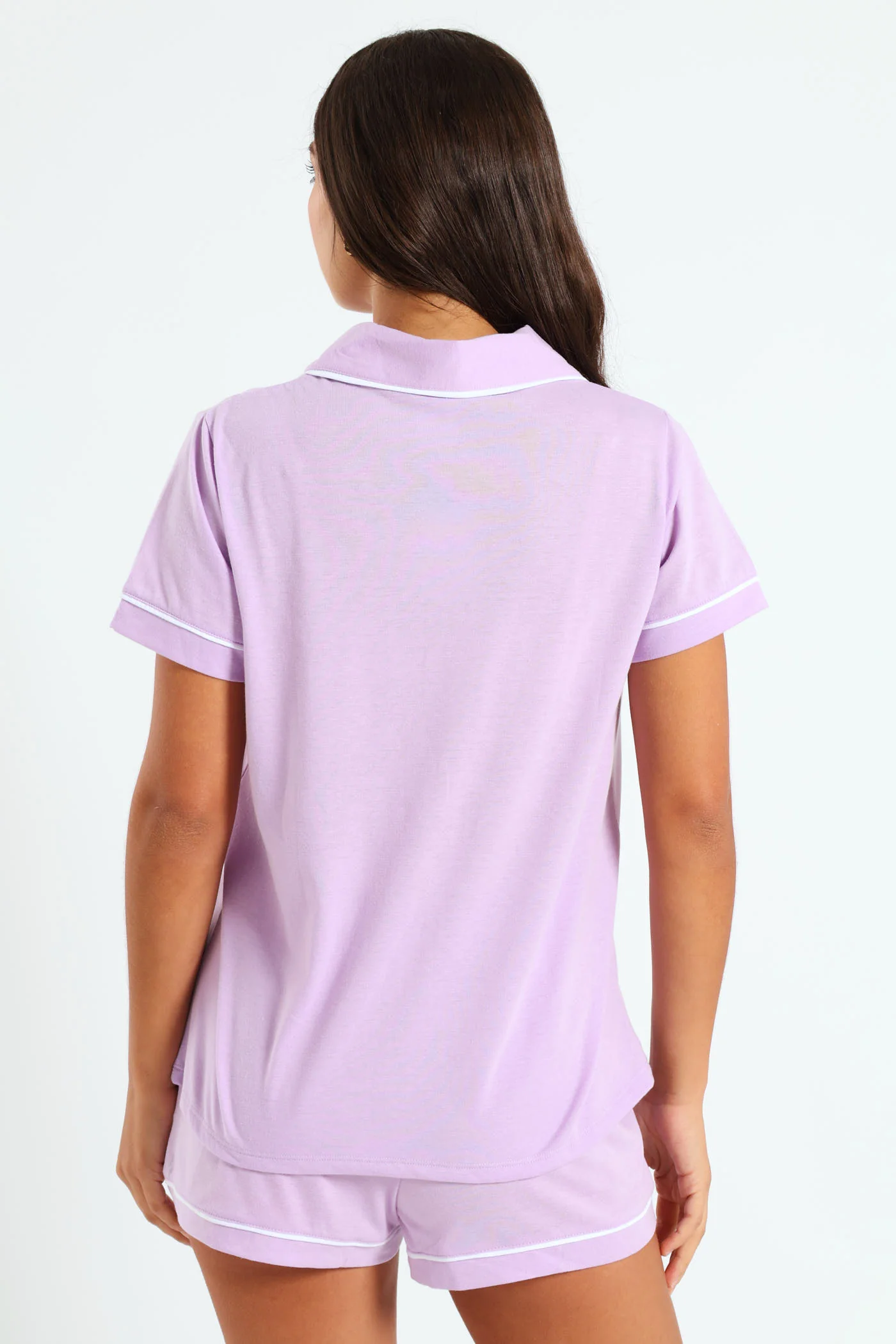 Button Through Knit Short Set - Purple - Image 4