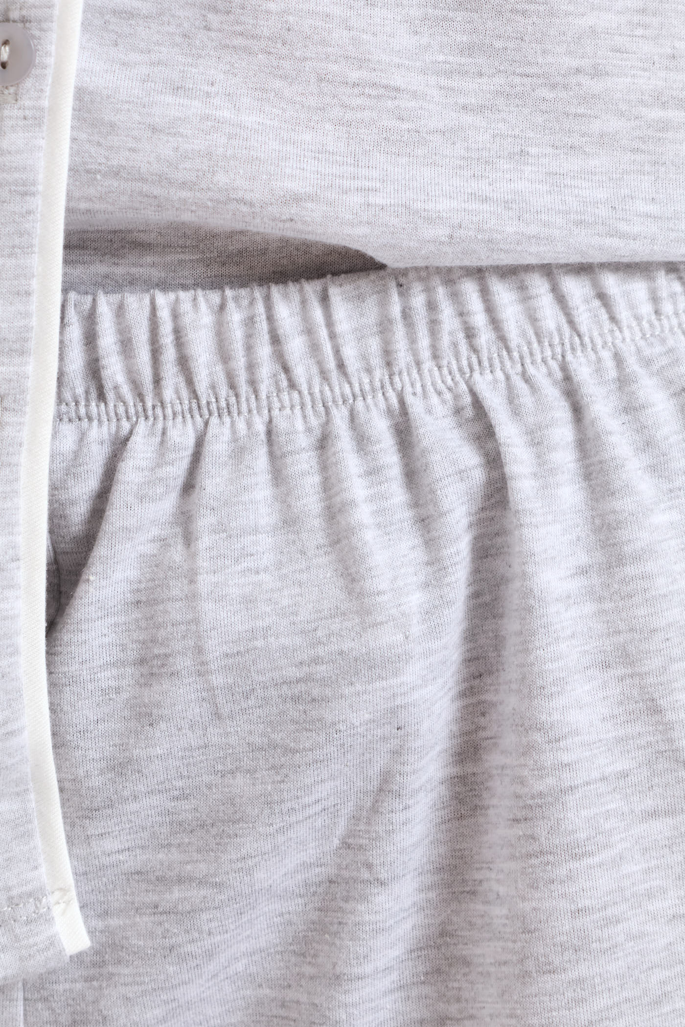 Button Through Knit Short Set With Scrunchie - Grey Melange - Image 6