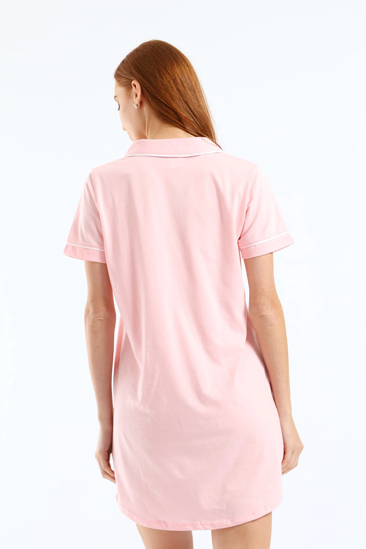 Button Through Knit Sleepshirt - Pink - Image 5
