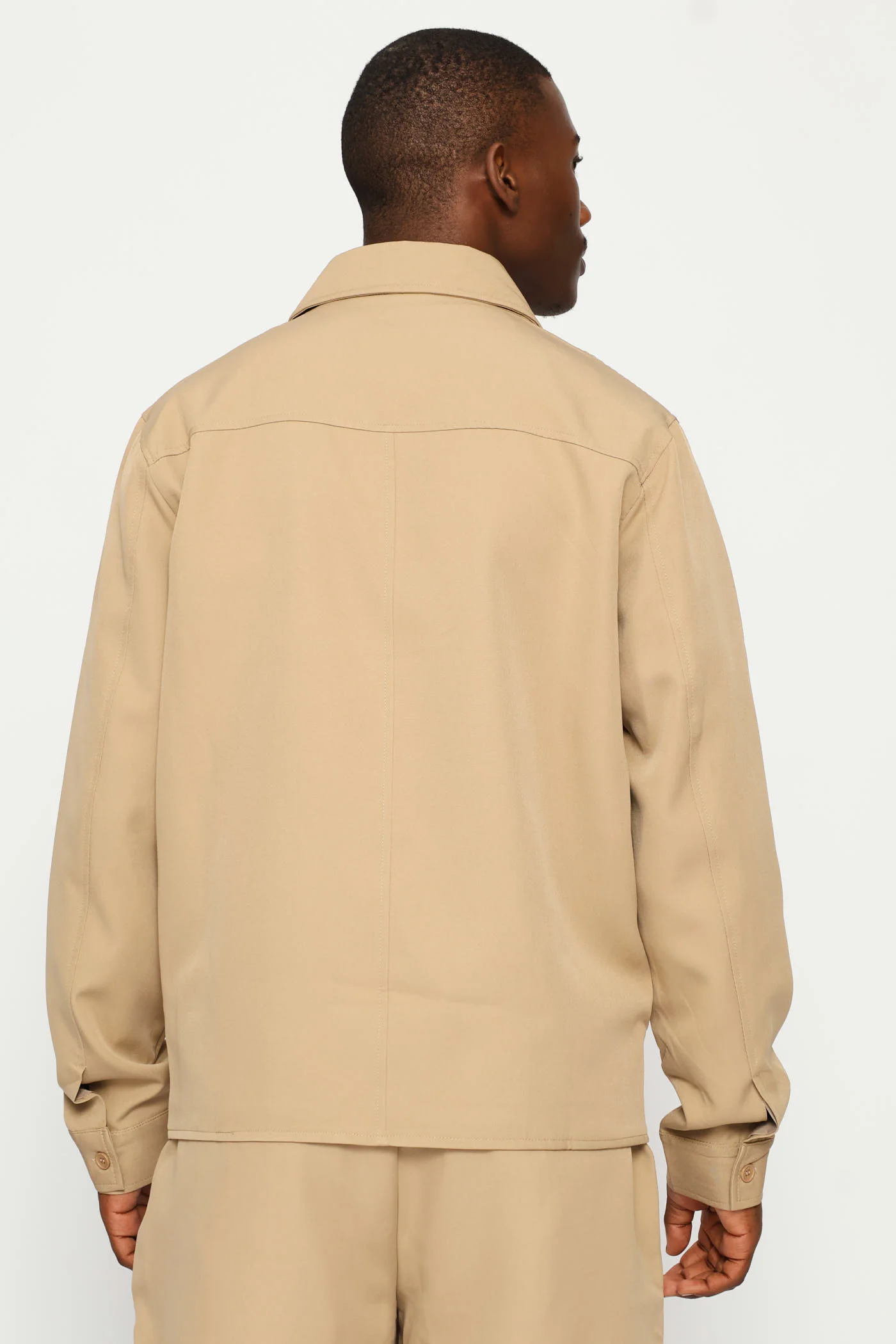 Button Through Shacket - Taupe - Image 5