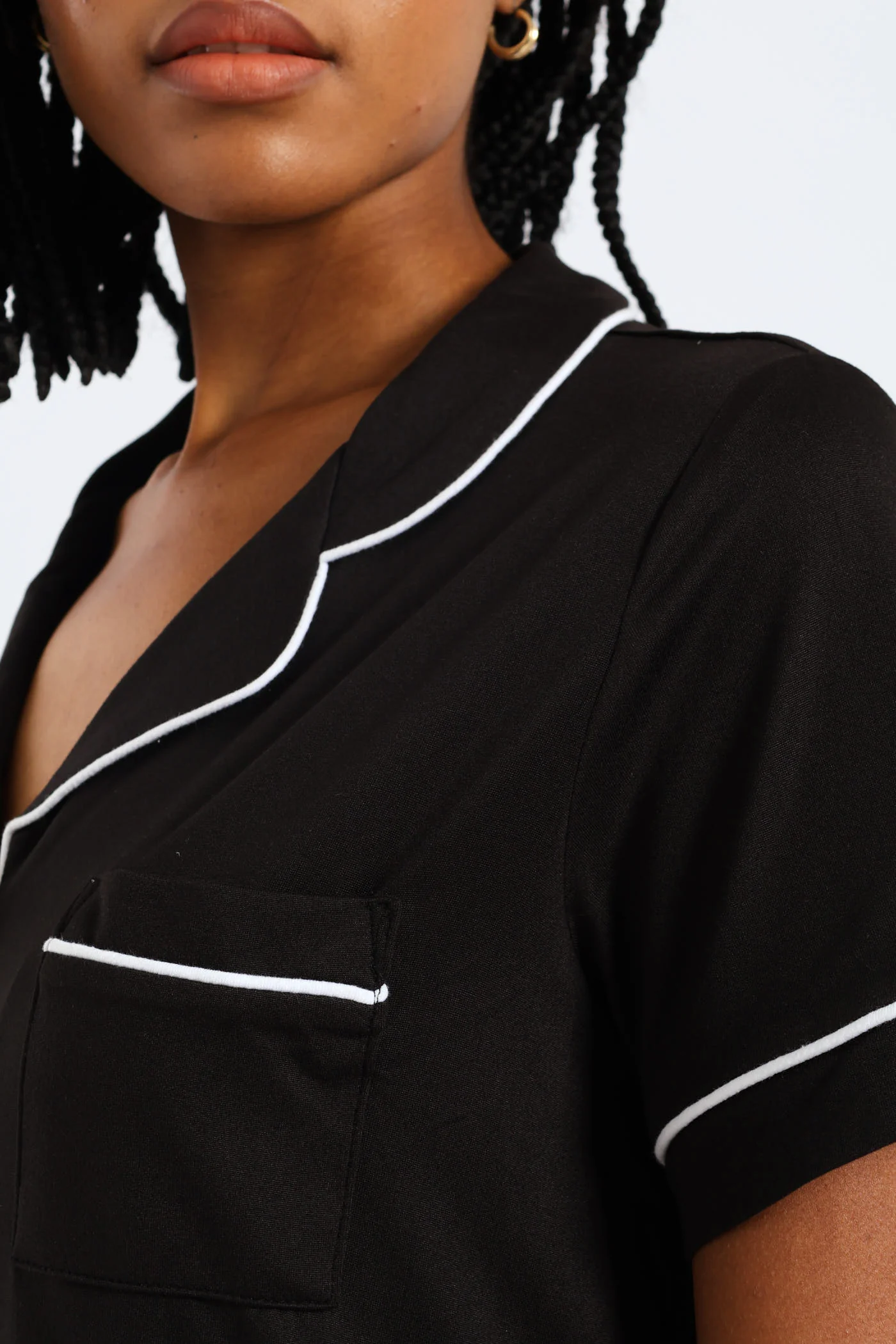 Button Through Sleepshirt - Black - Image 5