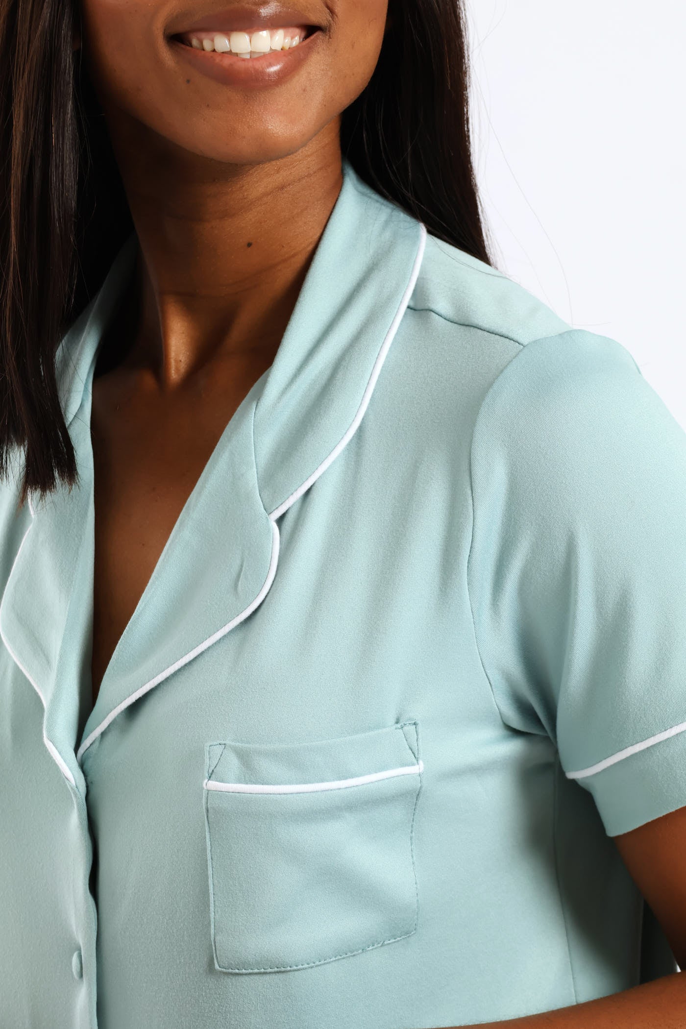 Button Through Sleepshirt - Duck Egg - Image 2