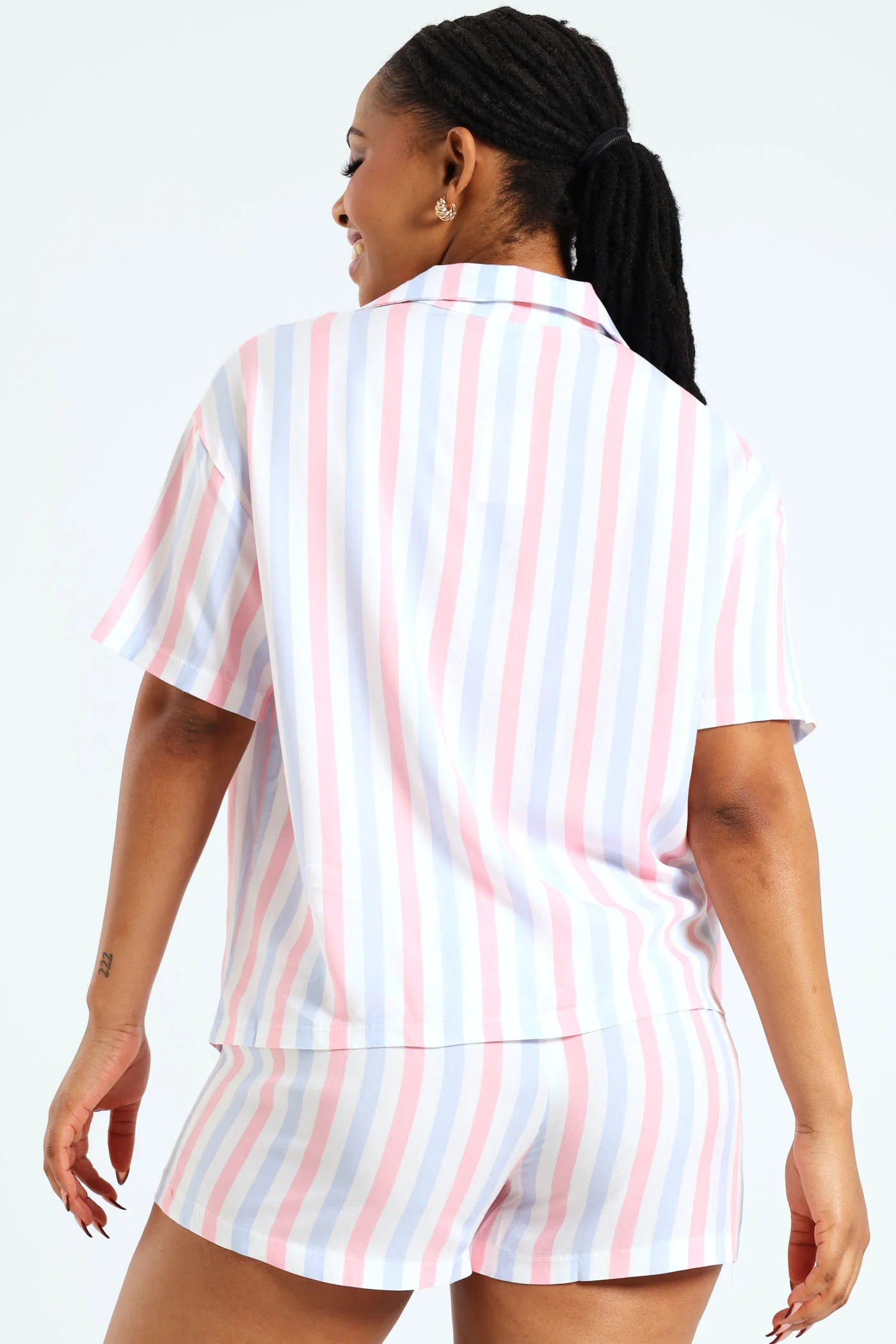 Button Through Stripe Short Set - Image 3