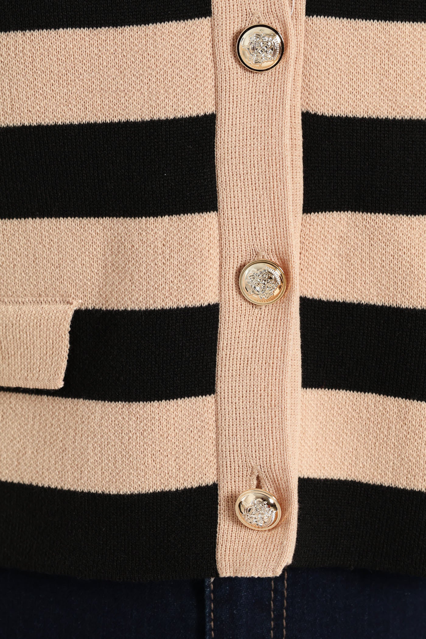 Button Through Stripe Sweater Vest - Black - Image 4