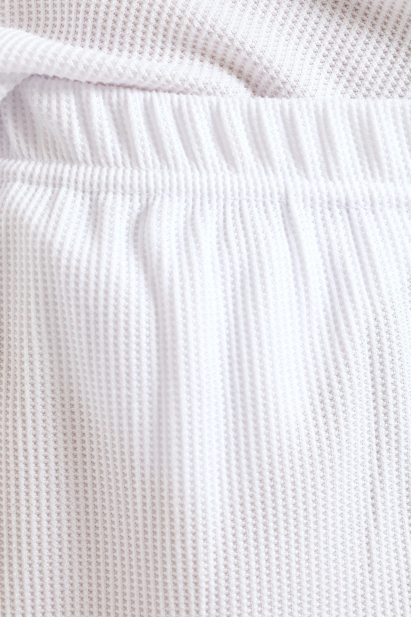Button Through Waffle Knit Short Set  - White - Image 6