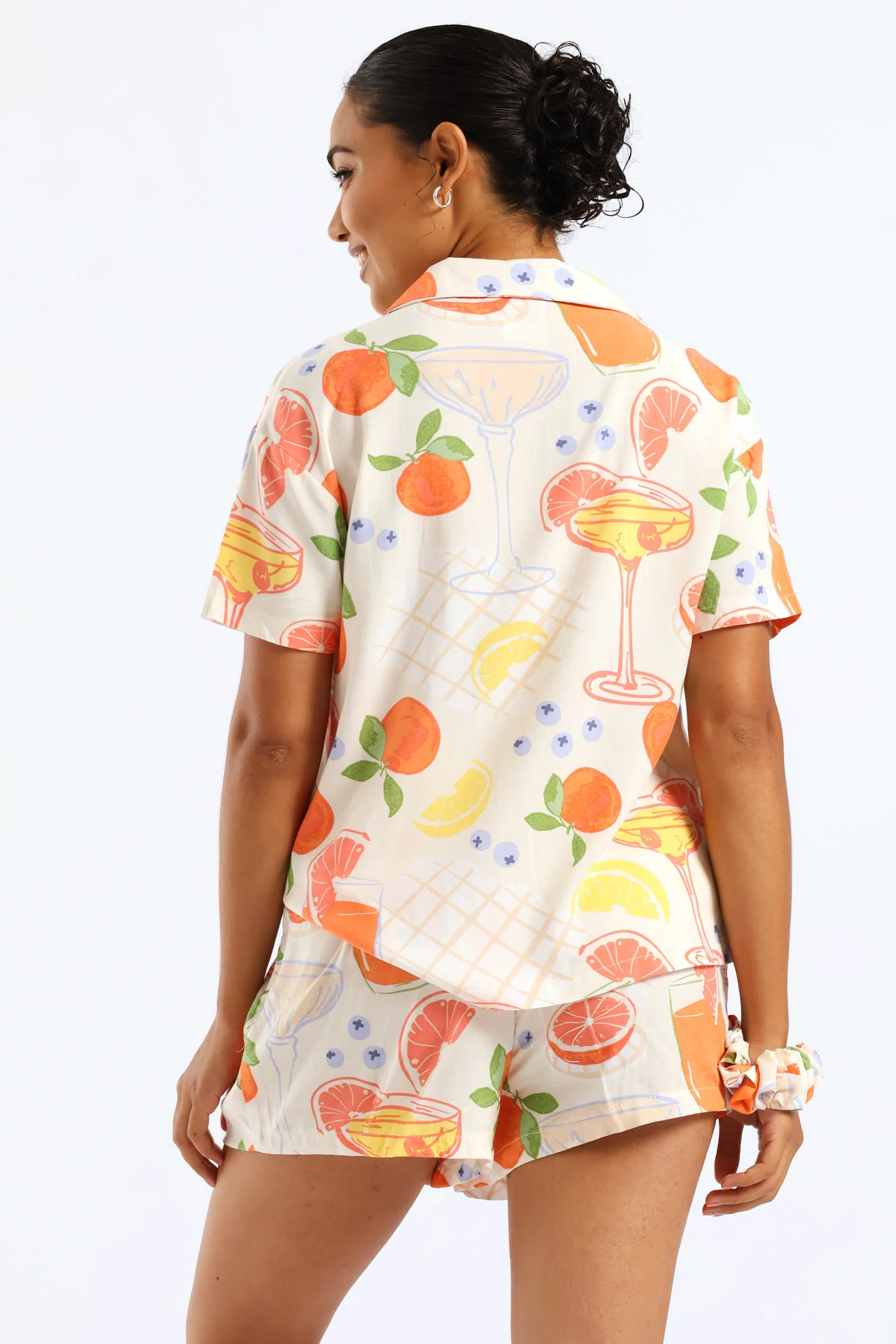 Button Through Woven Viscose Short Set - Multi - Image 4