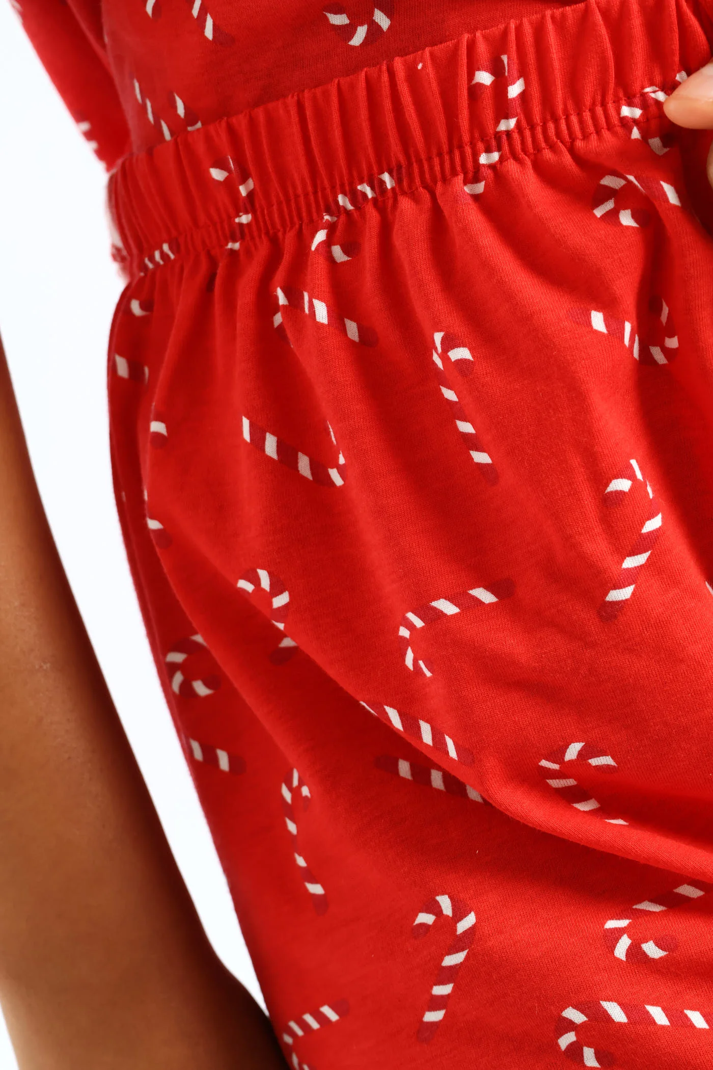 Button Through Xmas Knit Short Set - White/Red - Image 5