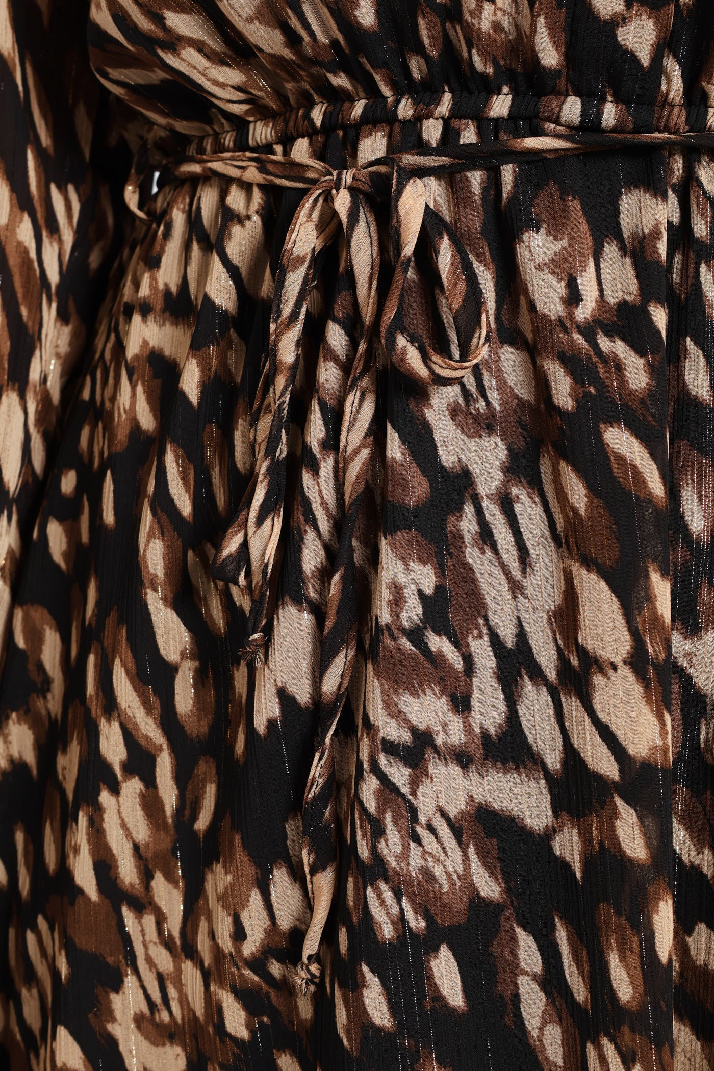 Button Through Tiered Monochrome Floral Tea Dress - Black - Image 5