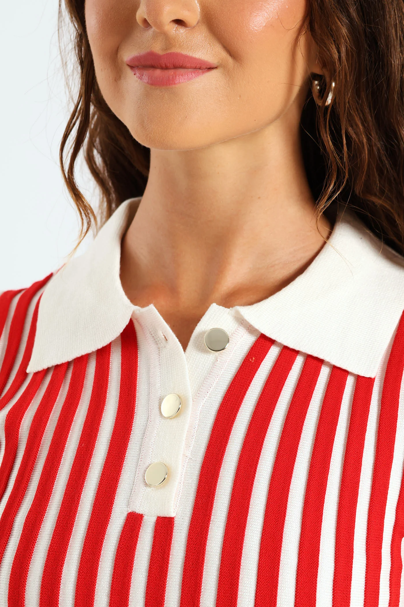 Button Two Tone Golfer - White/Red - Image 2