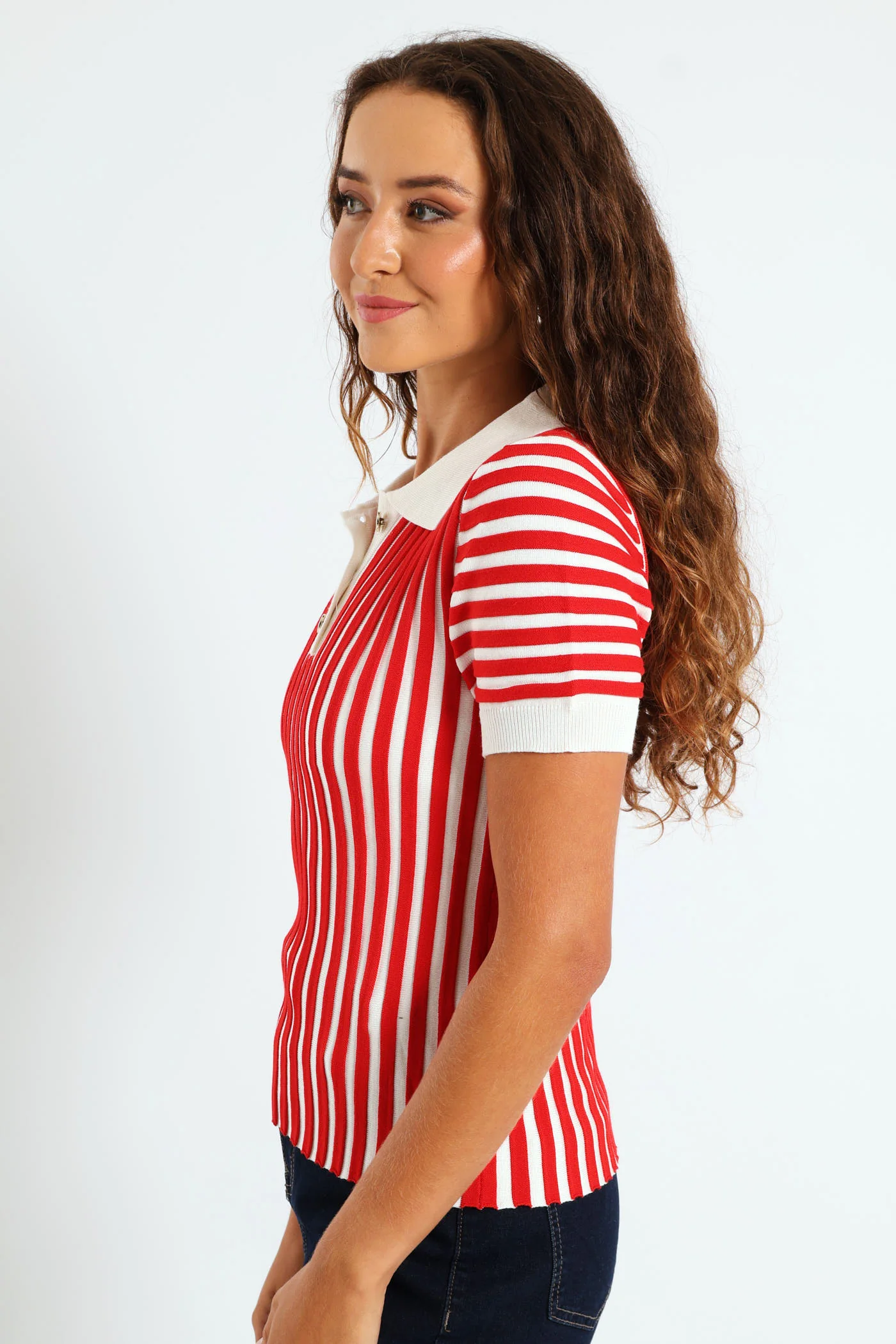 Button Two Tone Golfer - White/Red - Image 4
