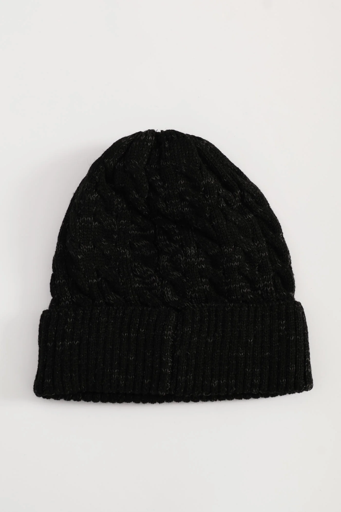 Cable Knit Beanie - Charcoal - Image 2