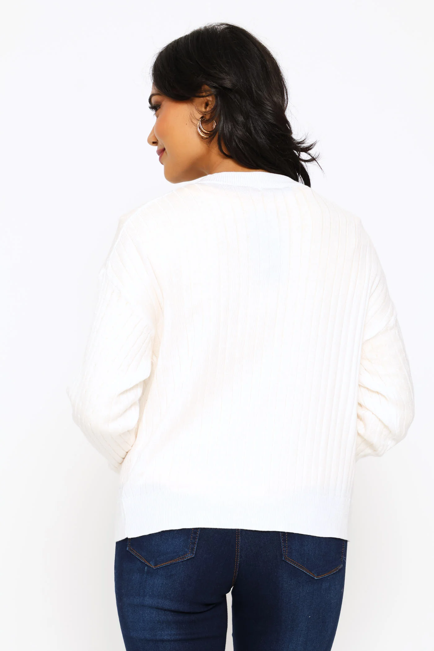 Cable Knit Cardigan - White - Image 4
