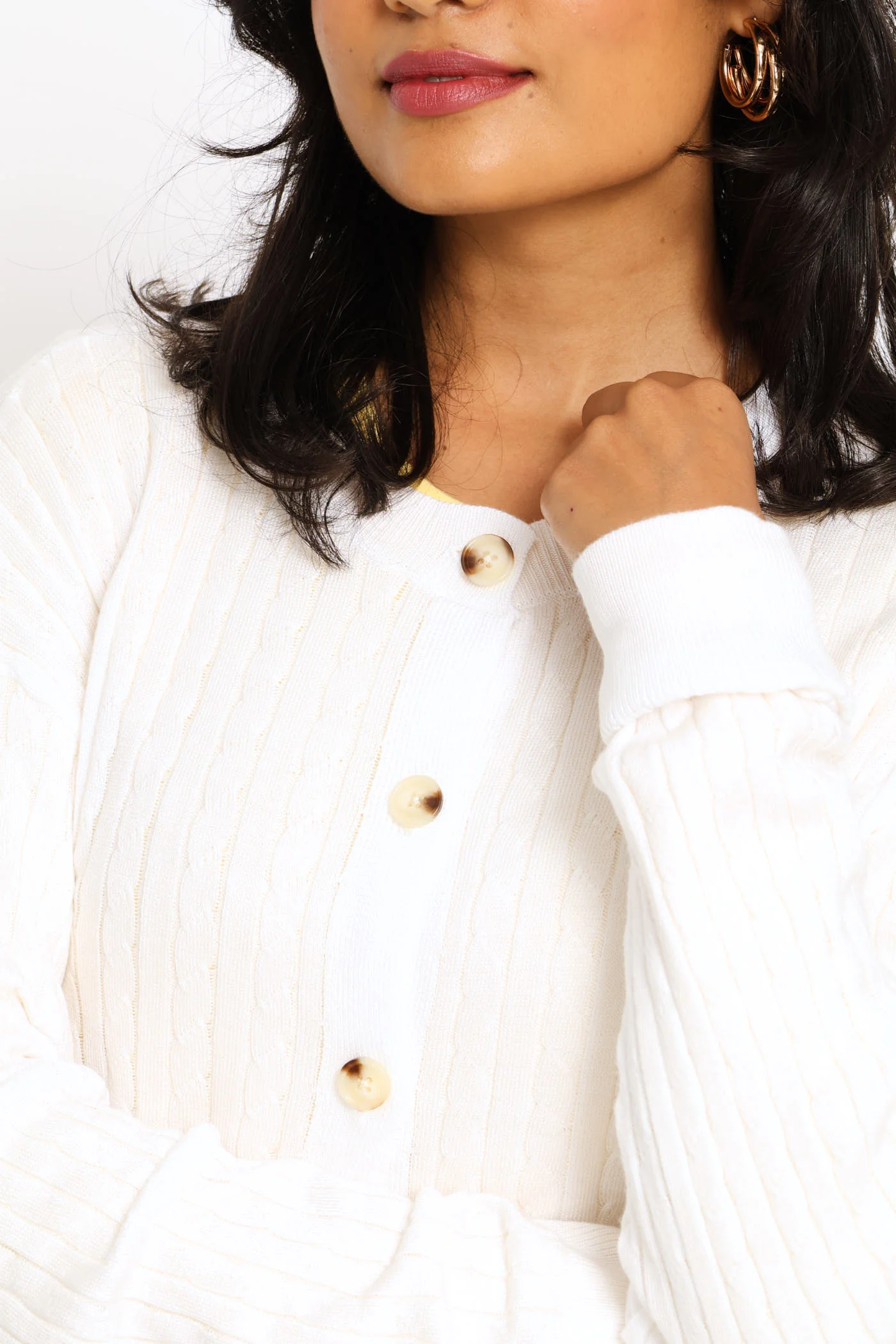 Cable Knit Cardigan - White - Image 5