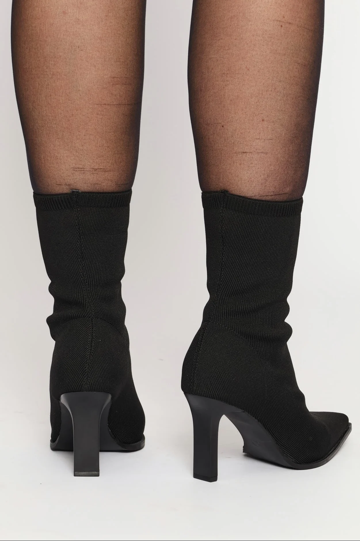 Cable Knit Flat Heel Sock Boot - Black - Image 3