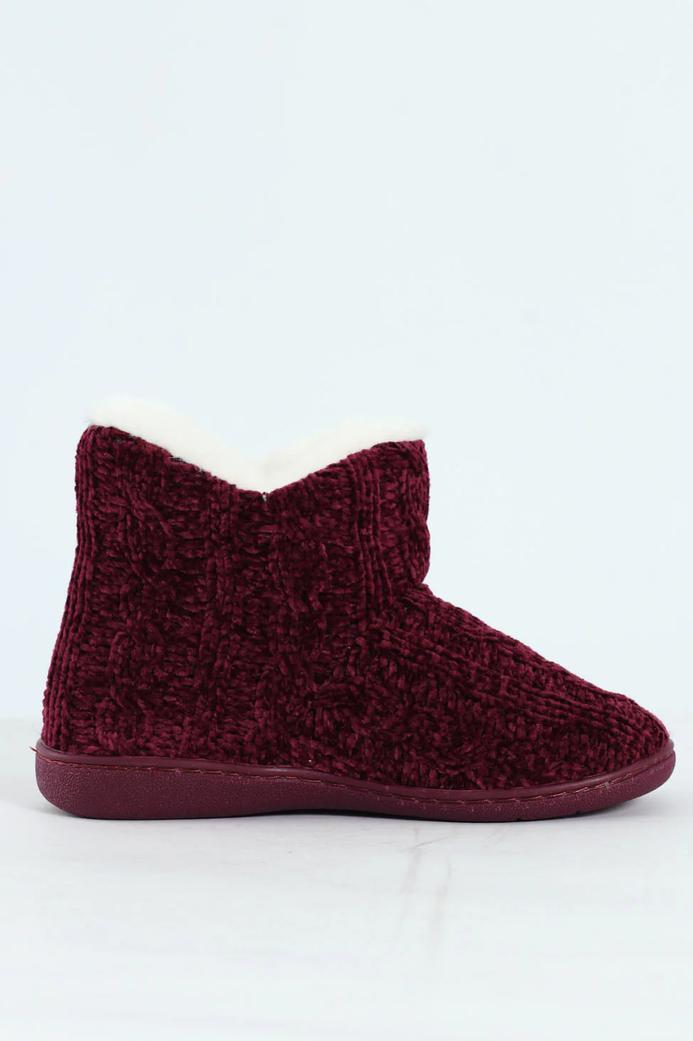 Cable Knit Slipper Bootie With Pompoms - Image 3