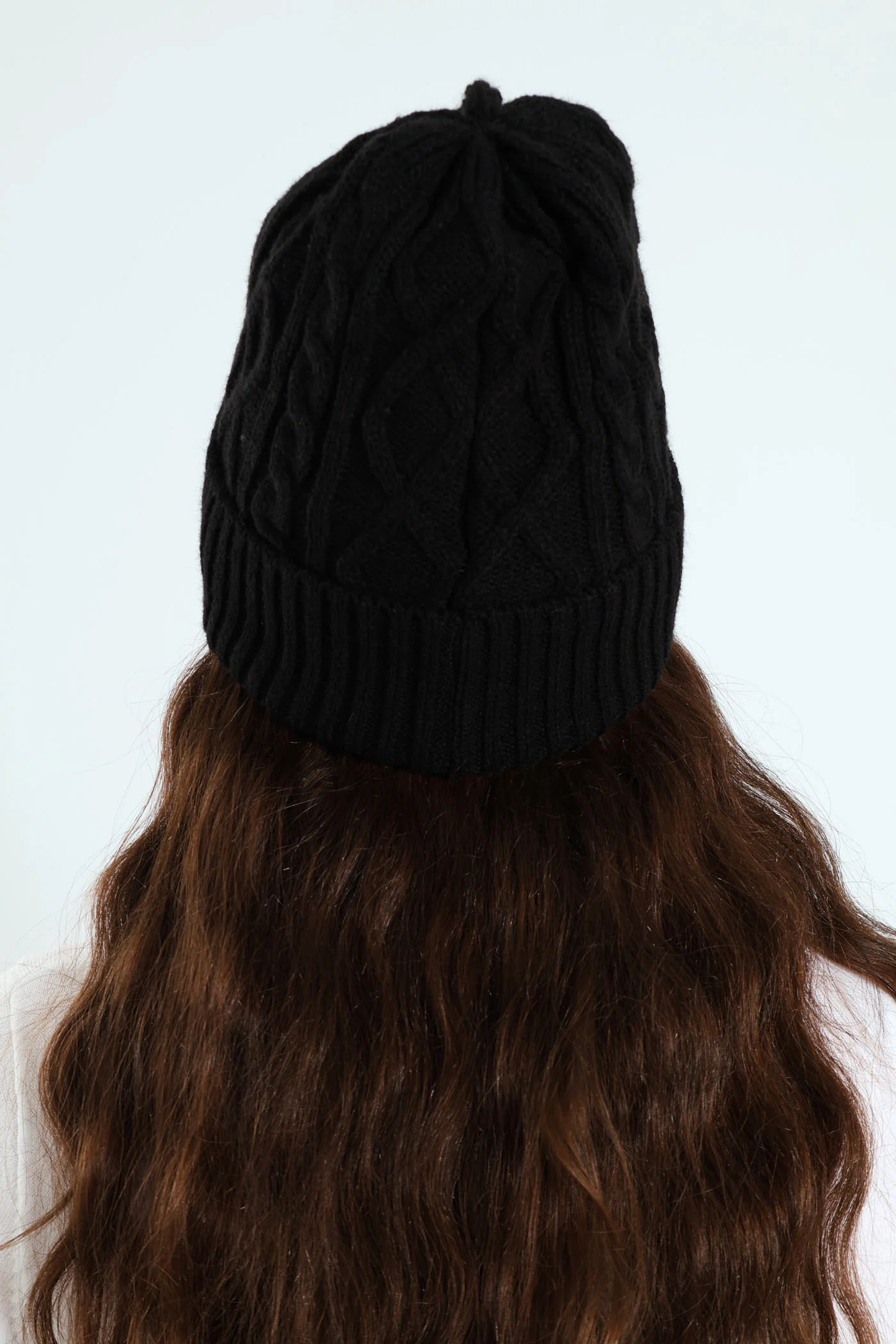 Cable Knit Turn Up Beanie & Glove Set - Black - Image 3
