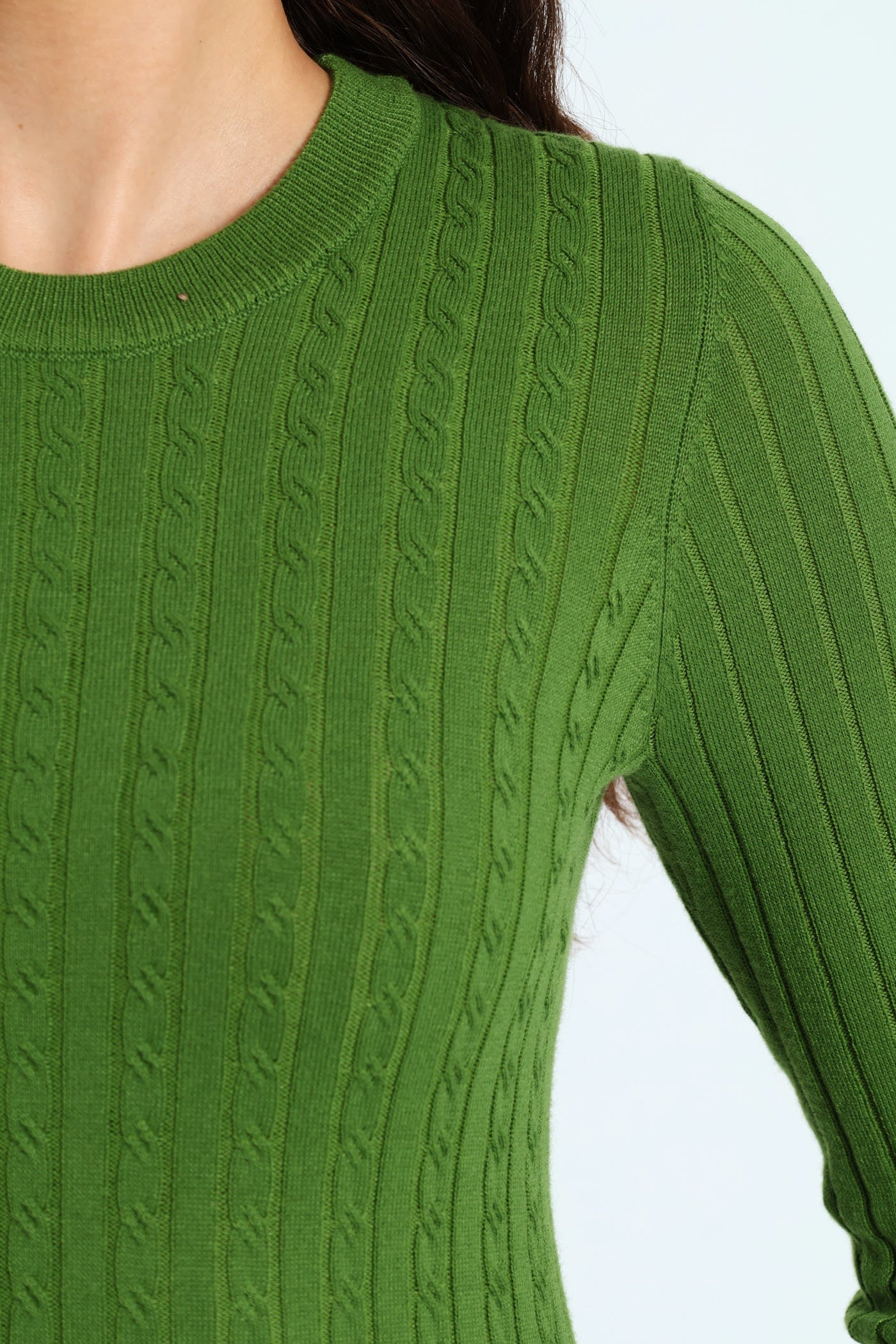 Cable Plain Pullover - Bright Green - Image 2