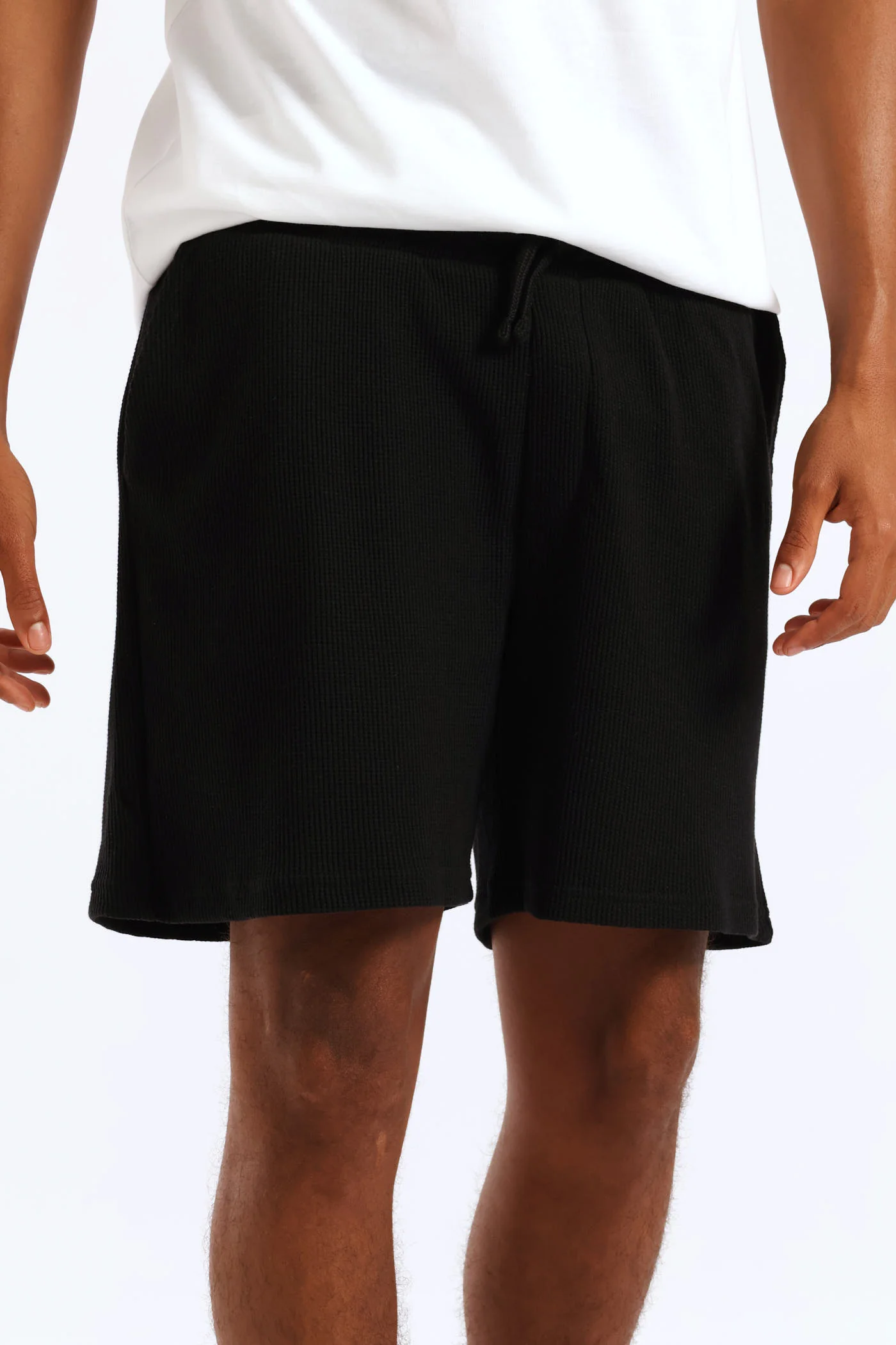 Caleb Waffle Shorts - Black - Image 3