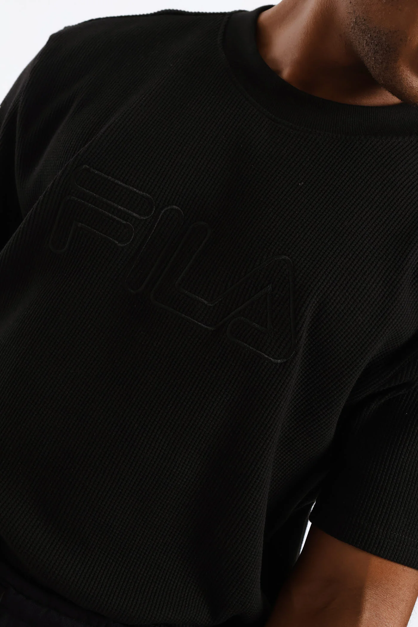 Caleb Waffle T-Shirt - Black - Image 2