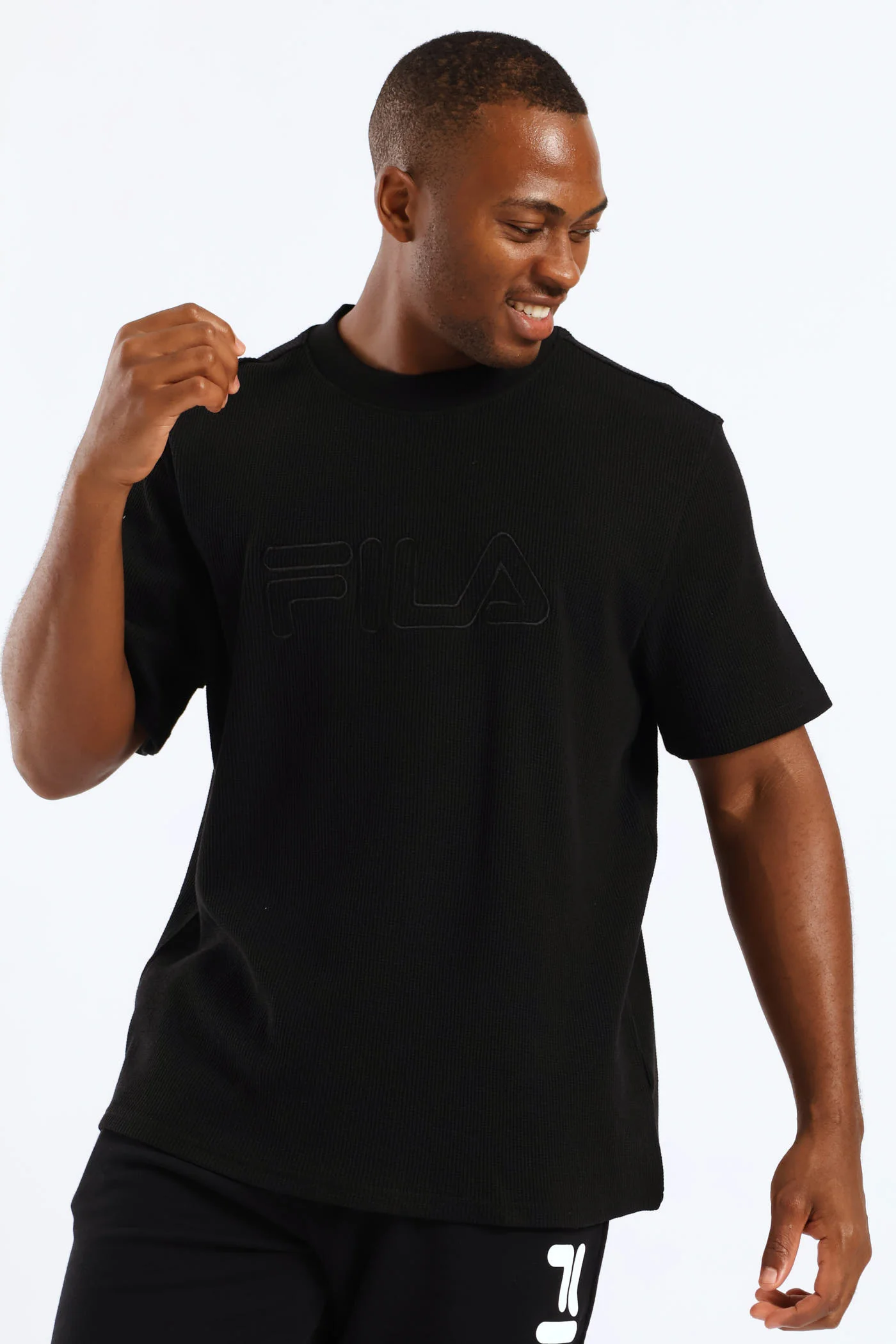 Caleb Waffle T-Shirt - Black - Image 3