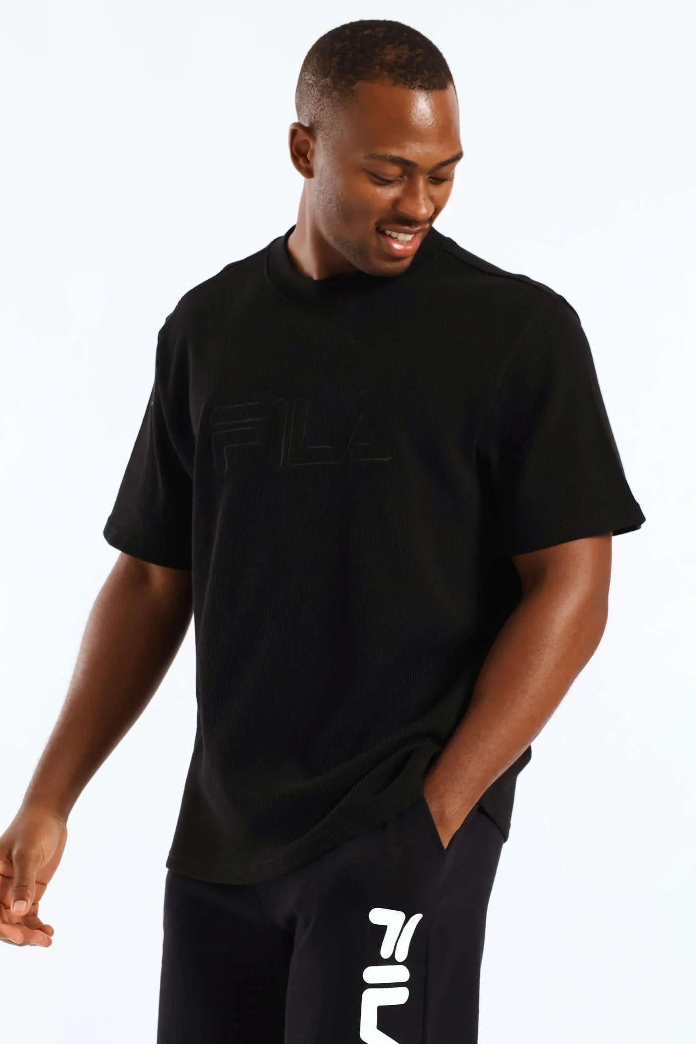 Caleb Waffle T-Shirt - Black - Image 4