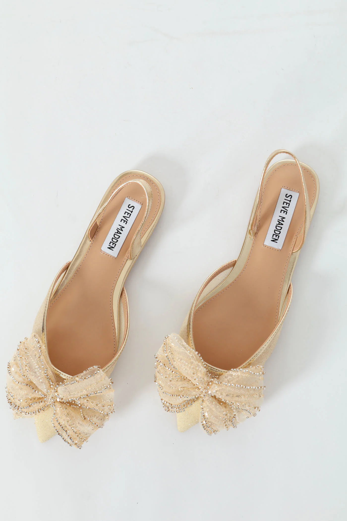 Calibria Pointed Toe Bow Sling Back - Gold - Image 3