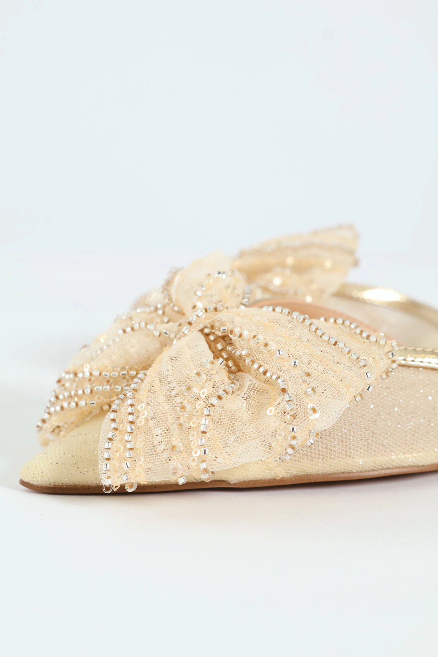 Calibria Pointed Toe Bow Sling Back - Gold - Image 6