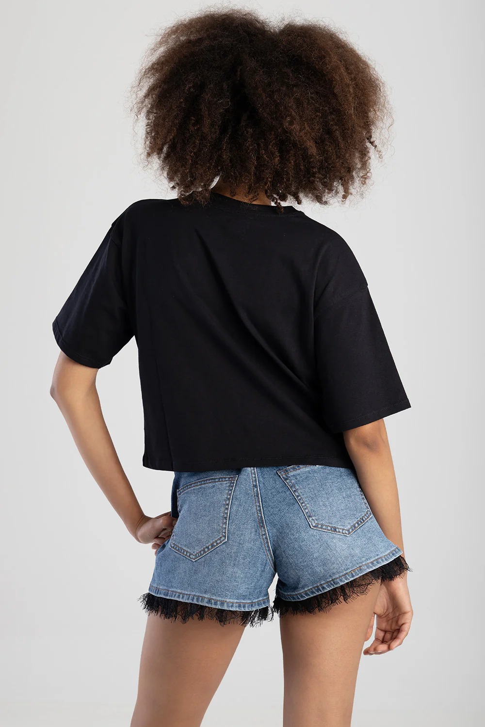 Call Me Yours Boxy Top With Textured Bling Logo - Black - Image 4