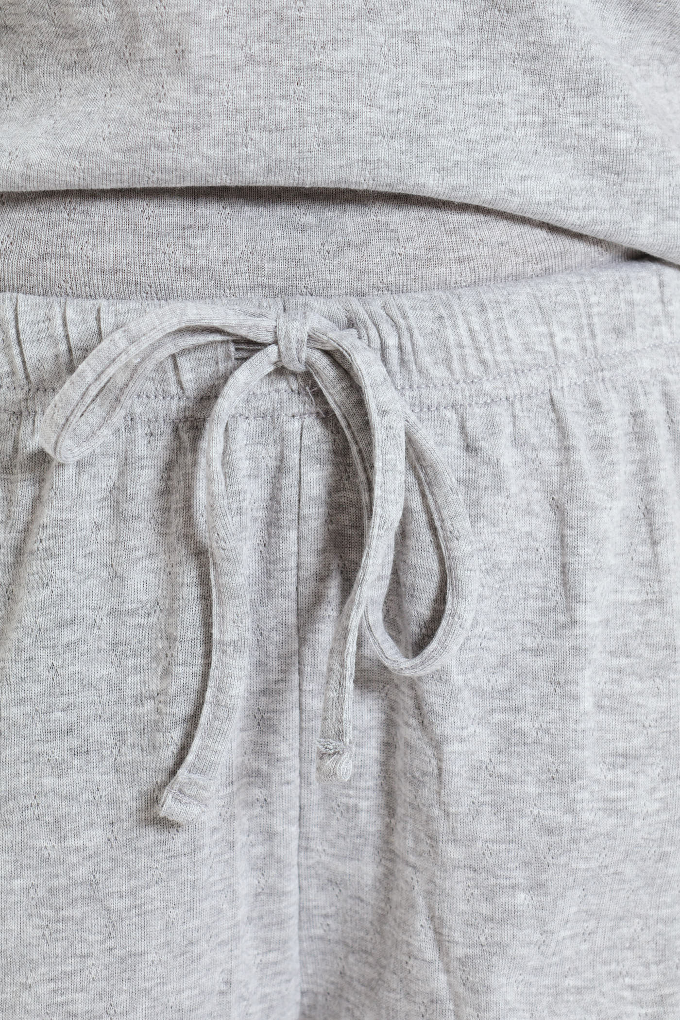 Cami & Short Knit Set With Lace Trim - Grey Melange - Image 5