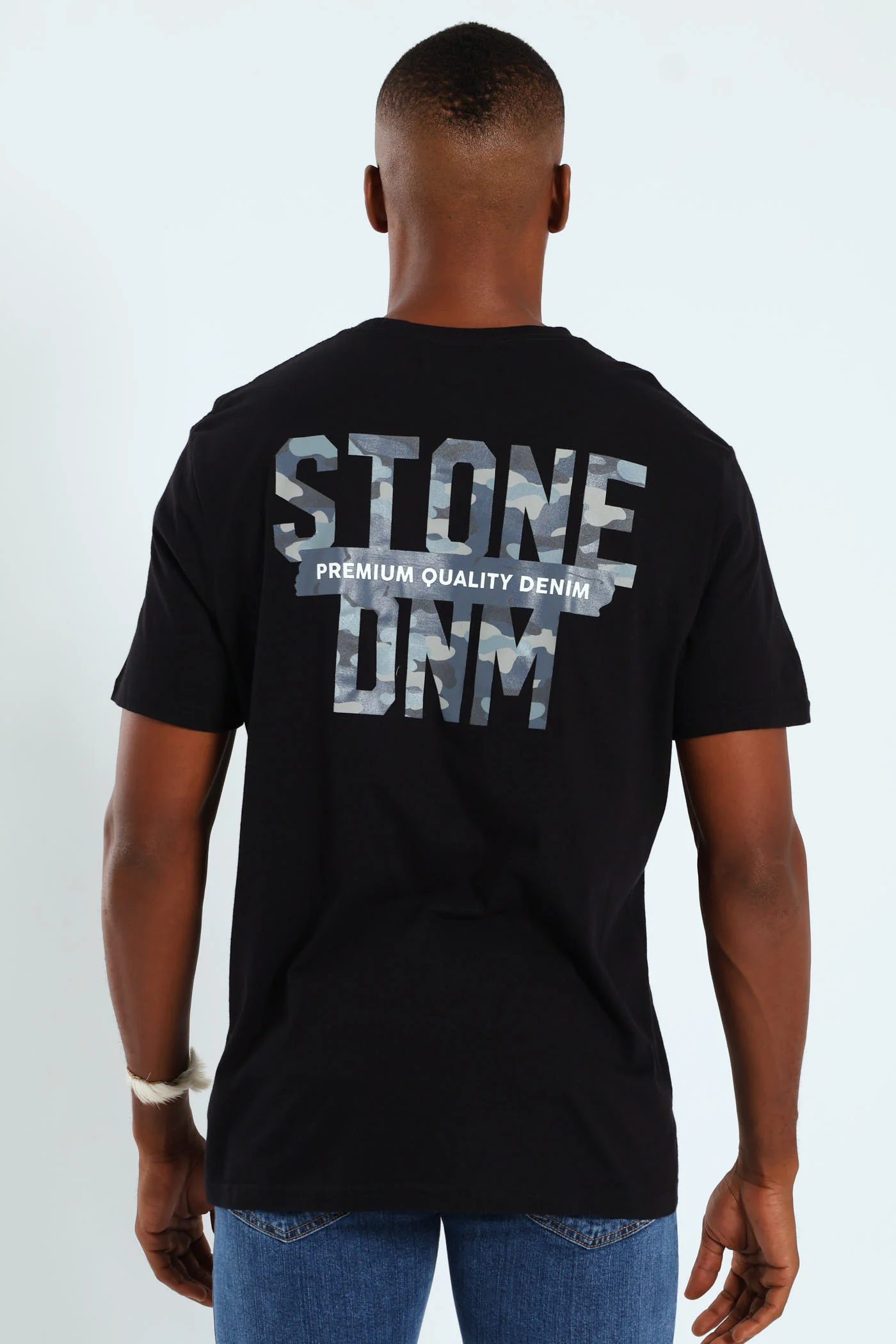 Camo Front & Back Print Tee - Black - Image 2