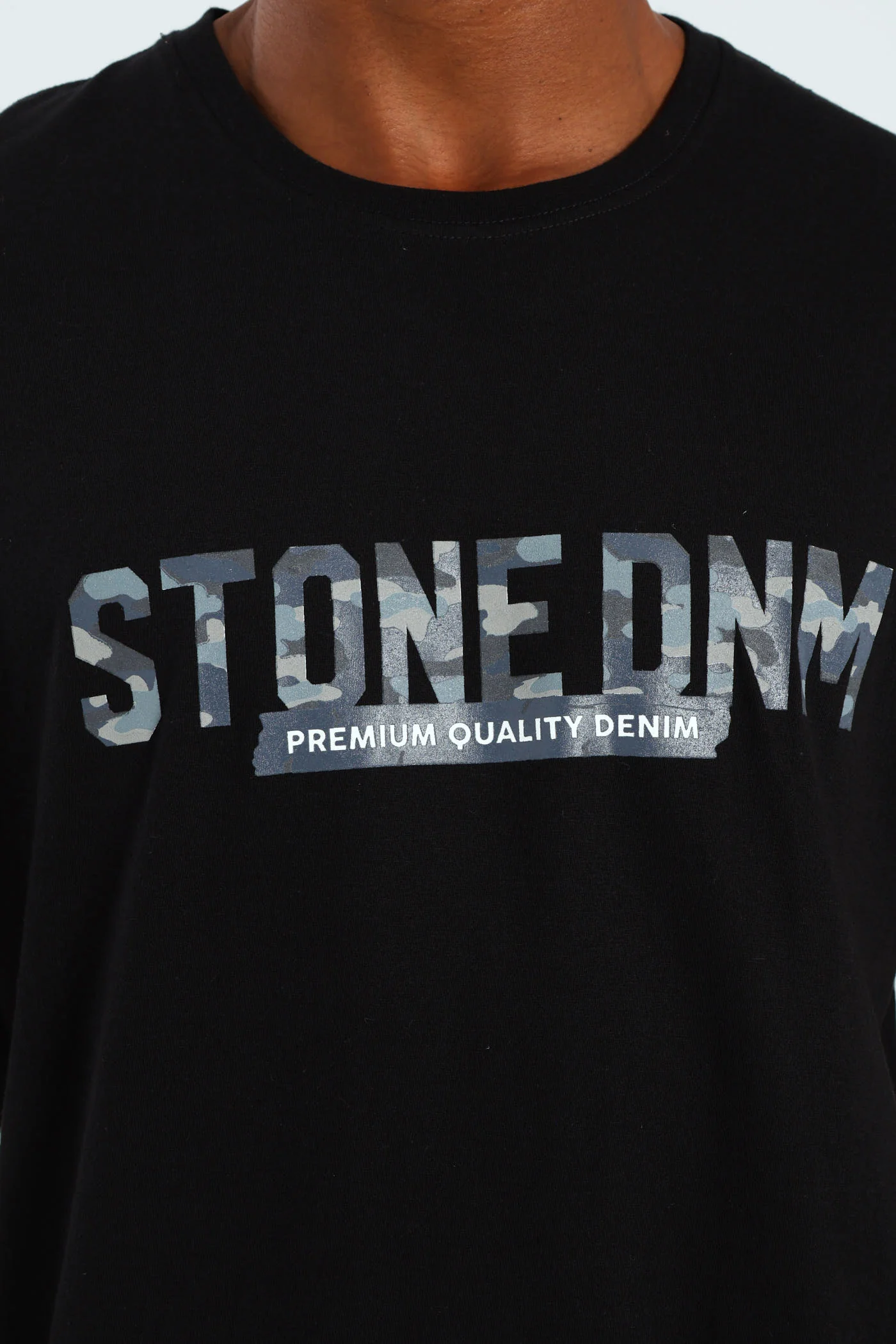 Camo Front & Back Print Tee - Black - Image 3