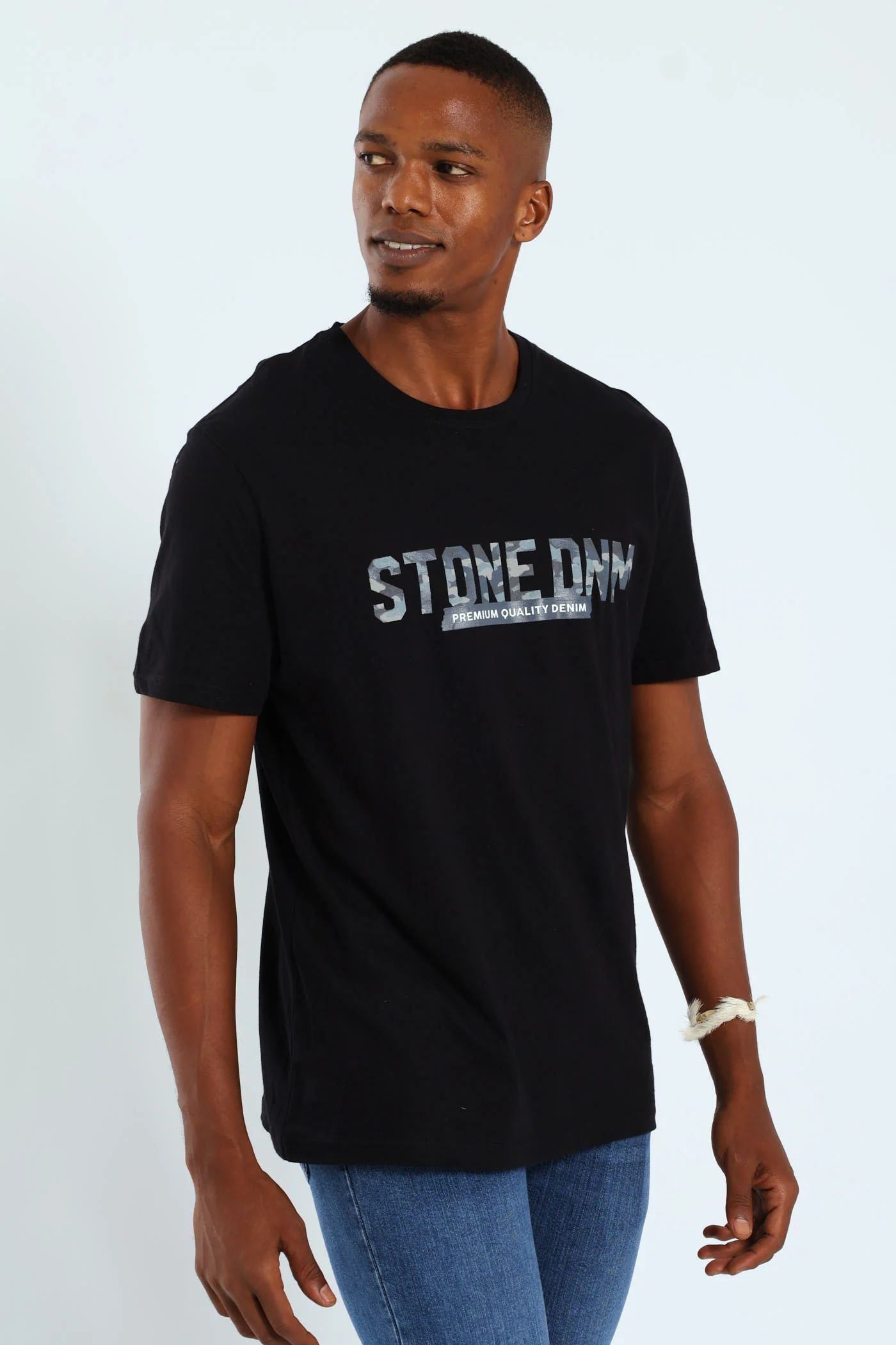 Camo Front & Back Print Tee - Black - Image 4