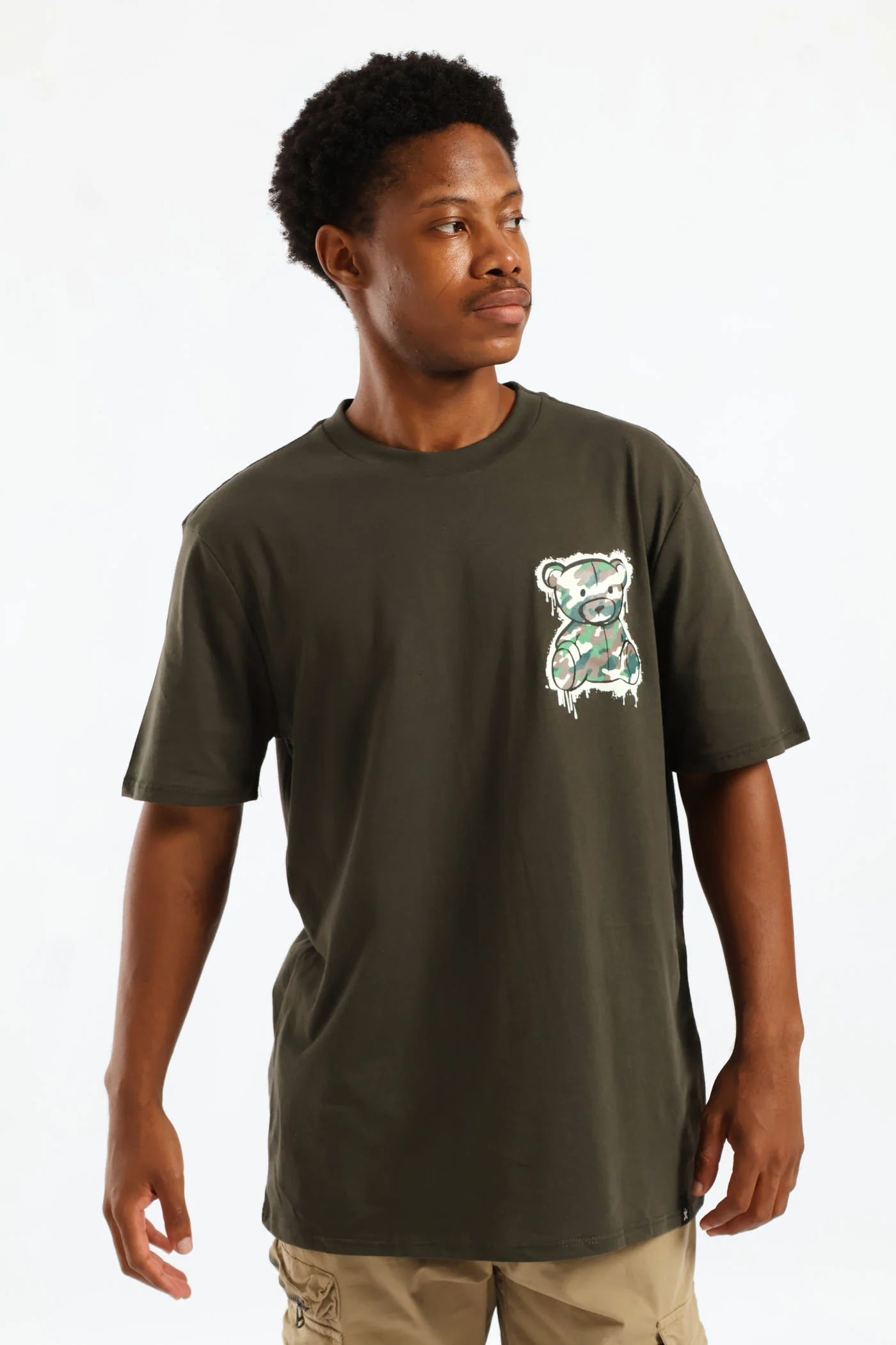 Camo Teddy Print Tee - Fatigue - Image 3