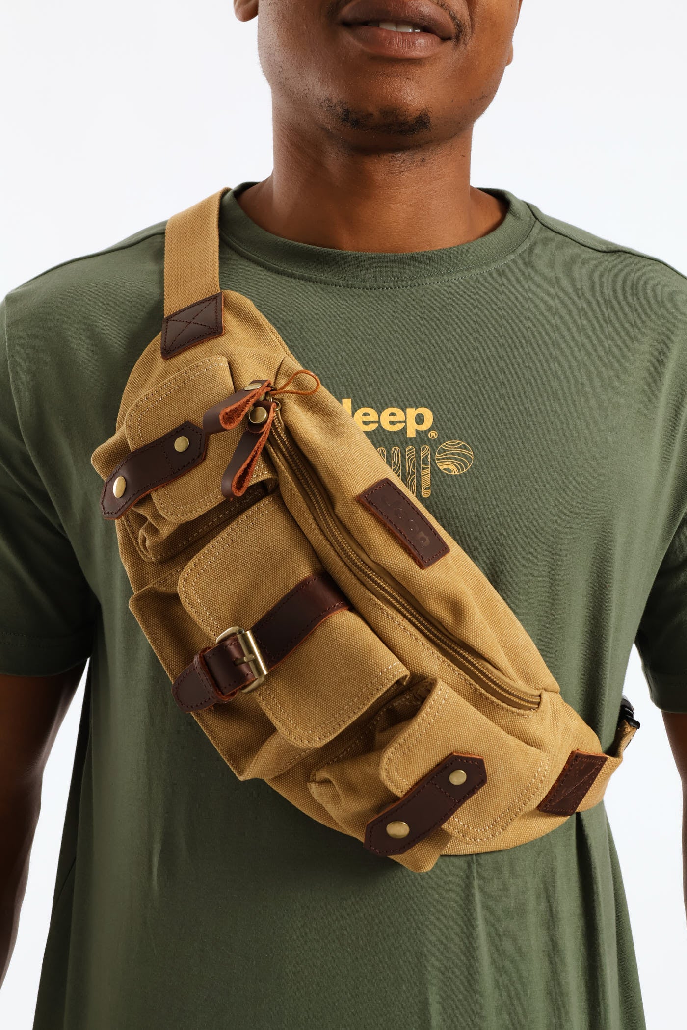 Canvas Crossbody Bag - Brown - Image 2