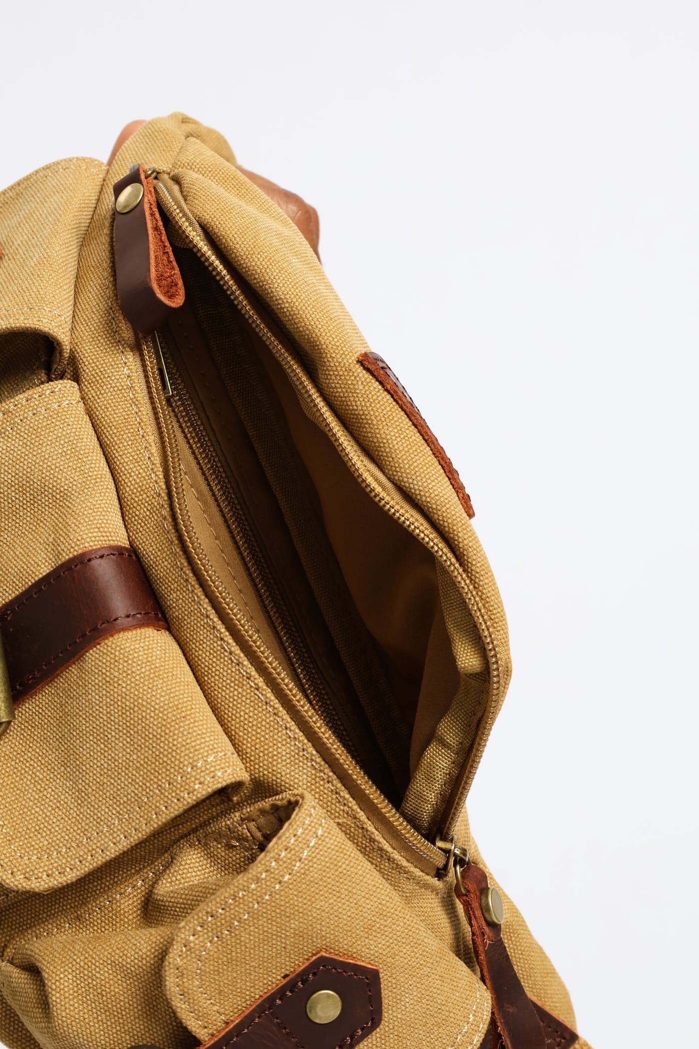 Canvas Crossbody Bag - Brown - Image 6